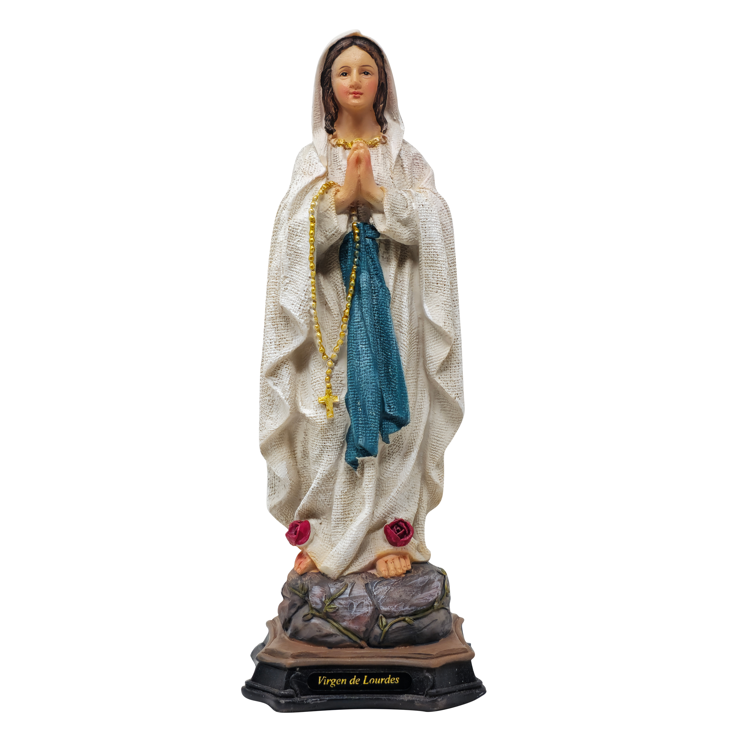 MrcjSales - Our Lady Of Lourdes Resin Statue | Multiple Sizes | Durable Religious Icon for Church, Home Decor, Altars | Spanish Name Engraved