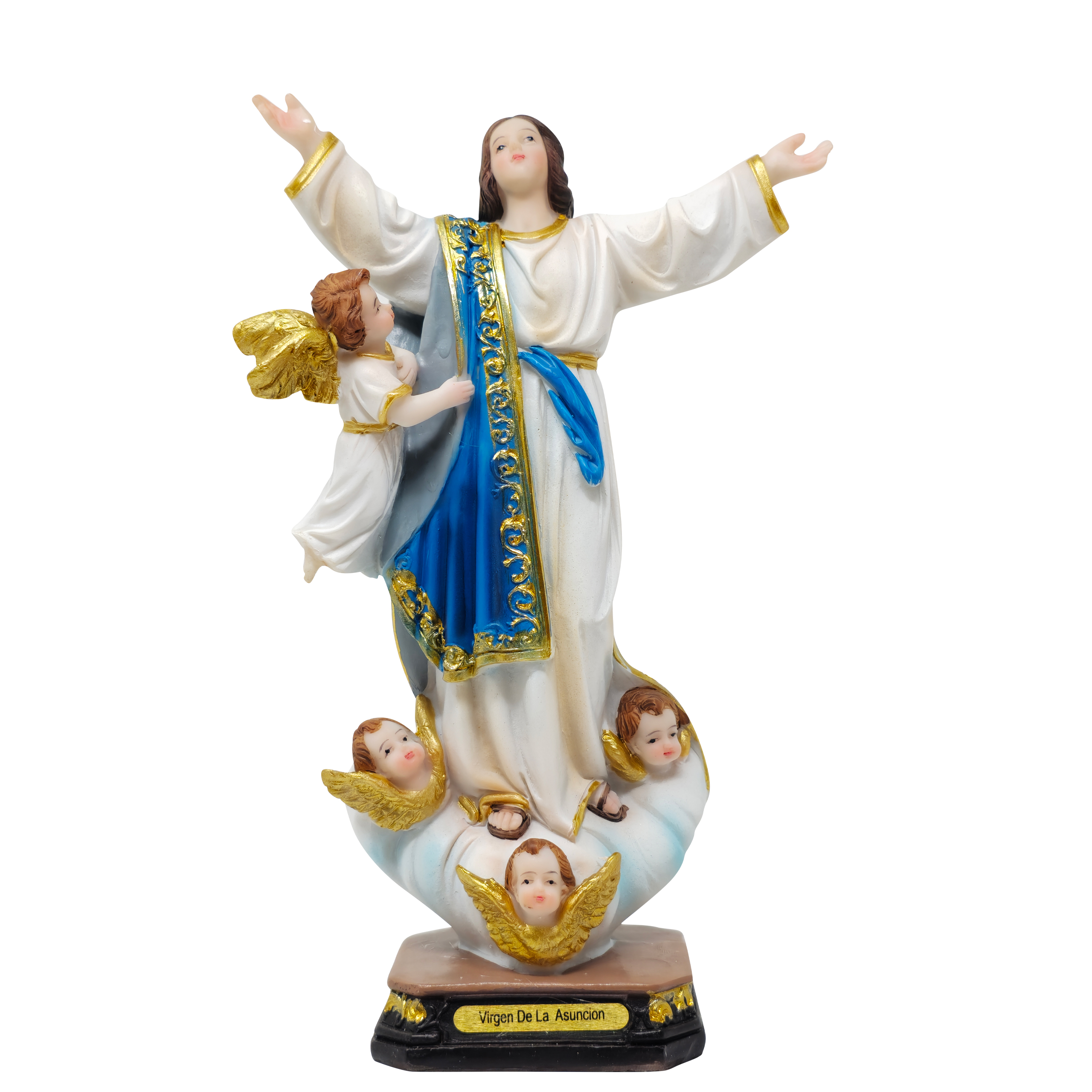 MrcjSales - Virgin of the Assumption Statue | Resin Religious Icon | Multiple Sizes | Church Decor, Home Altars | Spanish Name | Elegant & Detailed