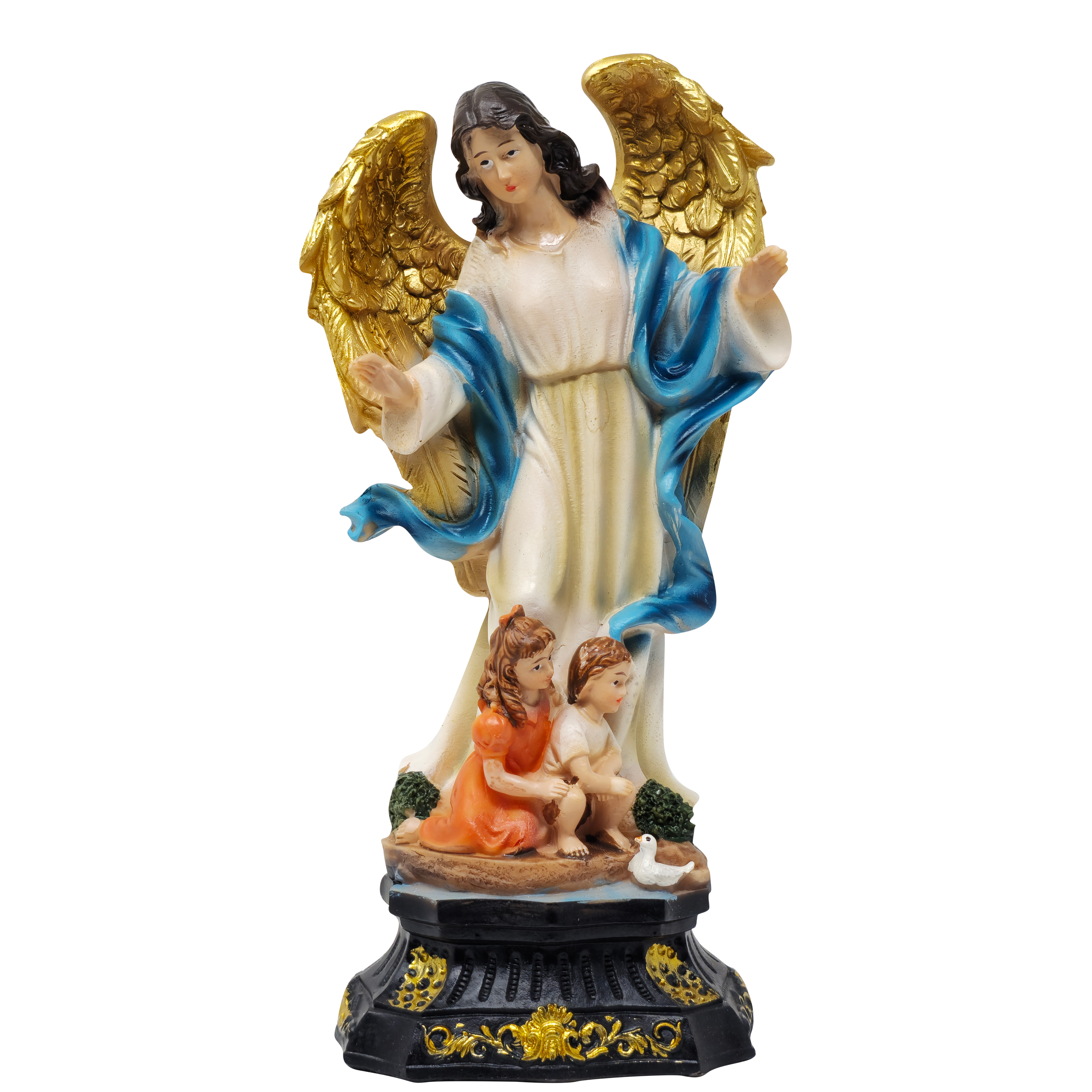 MrcjSales - Guardian Angel Resin Statue | Angel de la Guarda | Multiple Sizes | Church, Home Decor, Gifts | Spanish Name Engraved