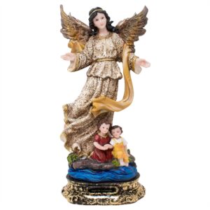 MrcjSales - Angel De la Guarda Resin Statue | Multiple Sizes | Detailed Craftsmanship | Spanish Name | Religious Home Decor