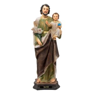 MrcjSales - St. Joseph Canvas Resin Statue | Multiple Sizes | Sacred Home Decor | San Jose Inscription
