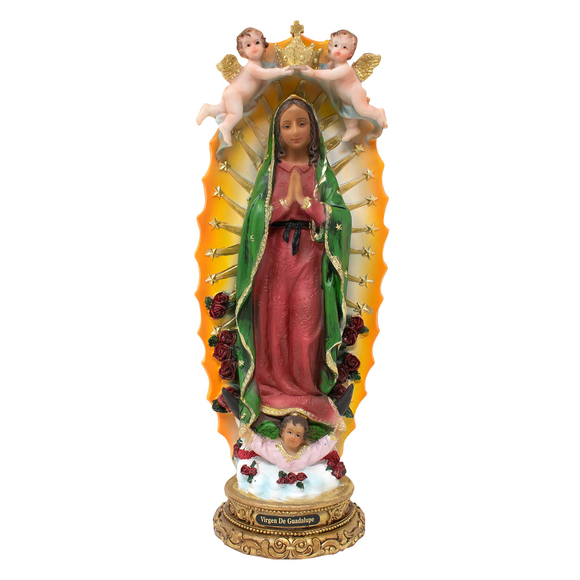 MrcjSales - Our Lady of Guadalupe w/ Baby Angels Statue | Multiple Sizes, Resin Craftsmanship |Perfect for Home, Church & Gifts