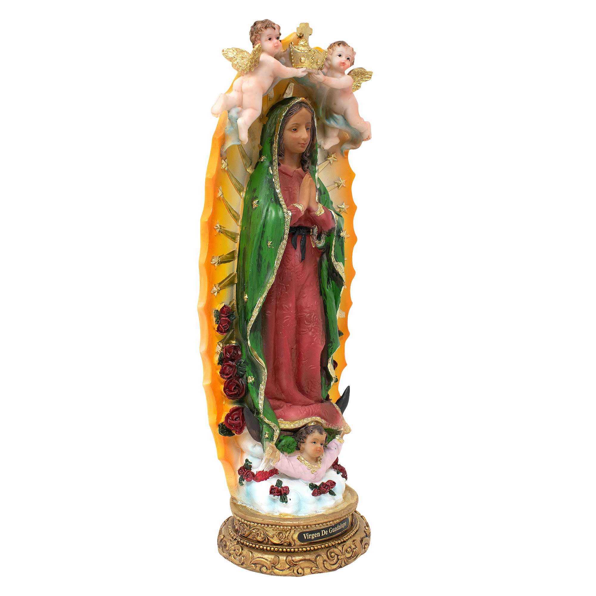 MrcjSales - Our Lady of Guadalupe w/ Baby Angels Statue | Multiple Sizes, Resin Craftsmanship |Perfect for Home, Church & Gifts