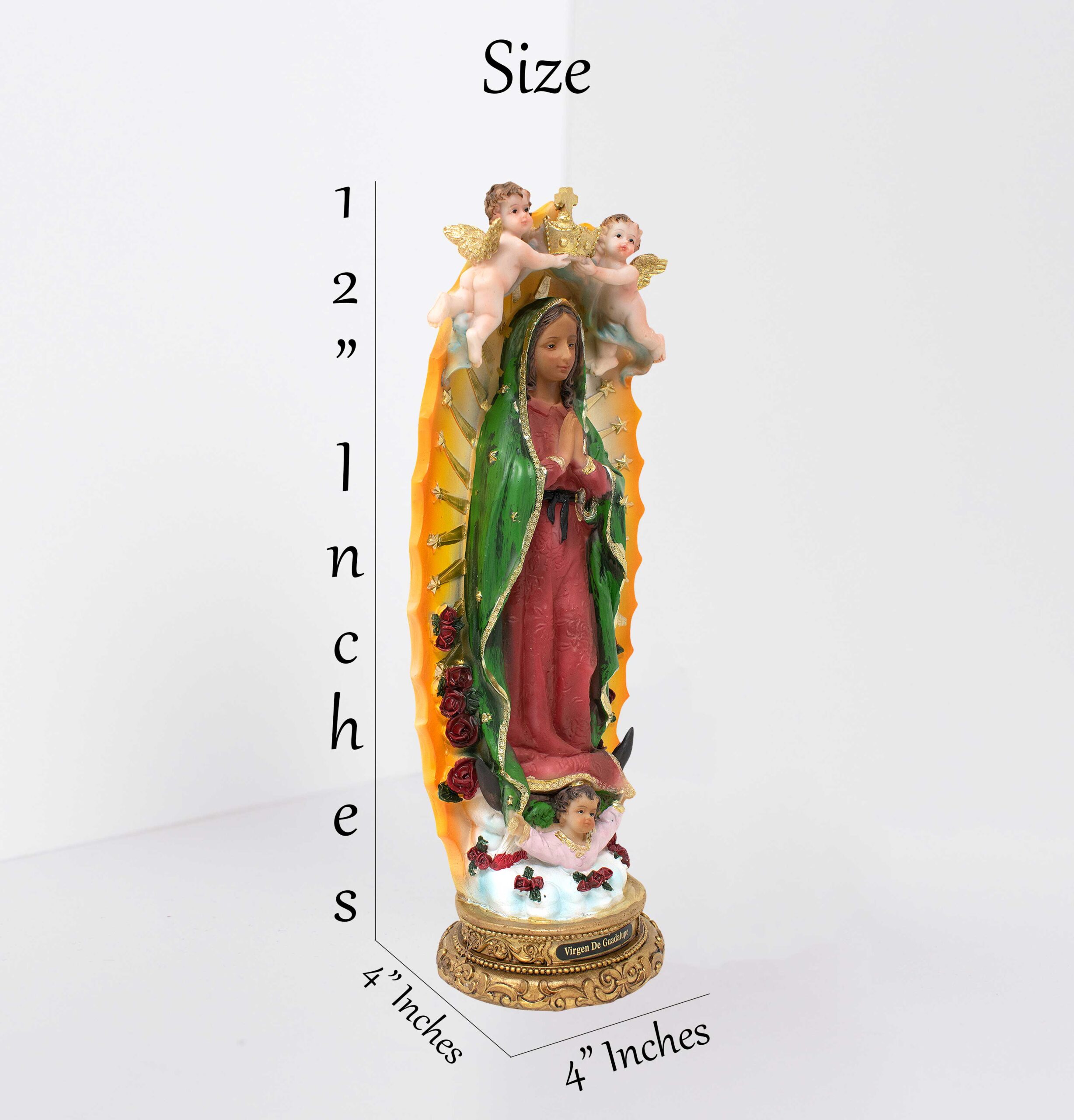 MrcjSales - Our Lady of Guadalupe w/ Baby Angels Statue | Multiple Sizes, Resin Craftsmanship |Perfect for Home, Church & Gifts