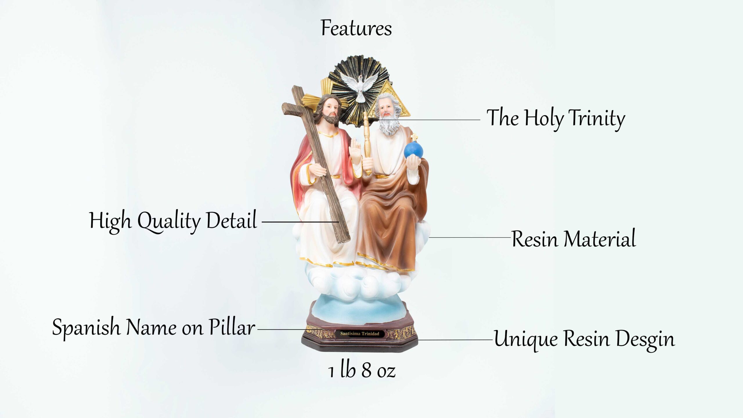 MrcjSales - The Holy Trinity Statue | Multiple Sizes | Resin Craftsmanship | Ideal for Church, Home Decor, Gifts | Santisima Trinidad