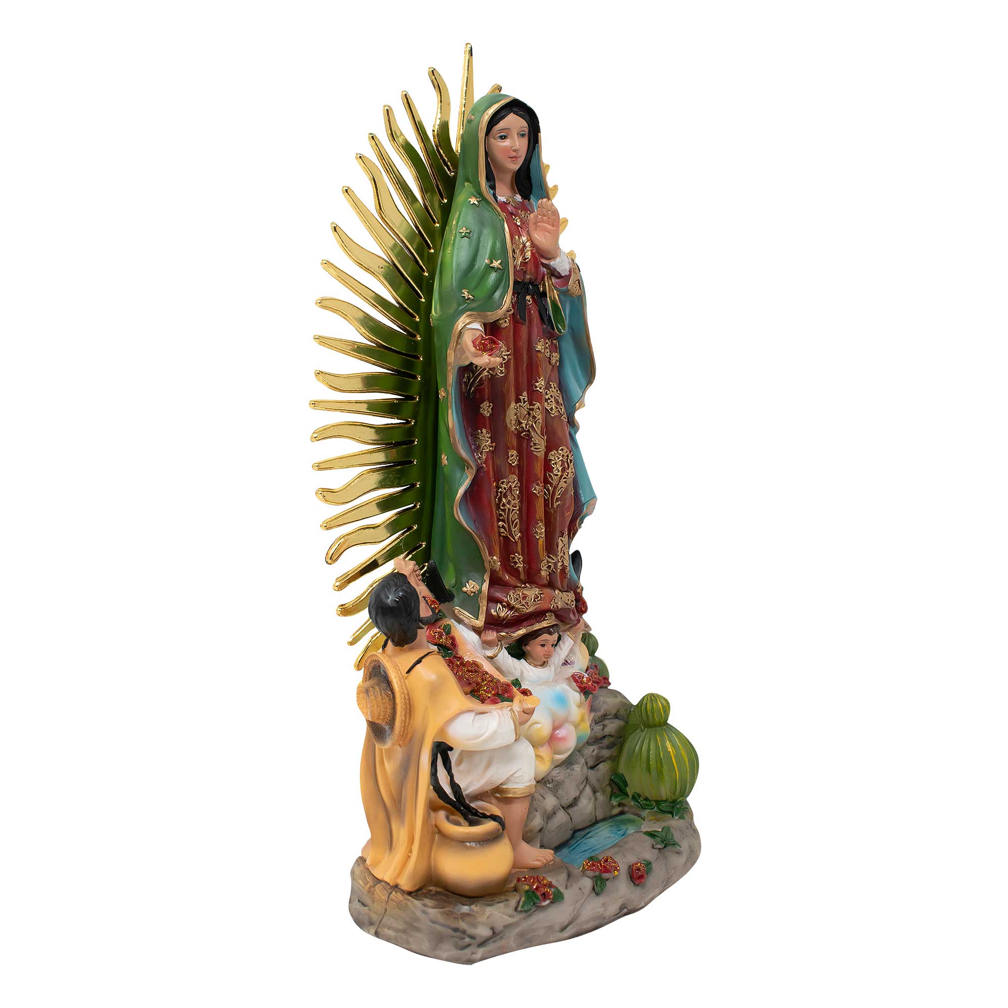 MrcjSales - Our Lady of Guadalupe with Juan Diego Statue | Virgen de Guadalupe con Juan Diego | Multiple Sizes | High-Quality Resin Craft