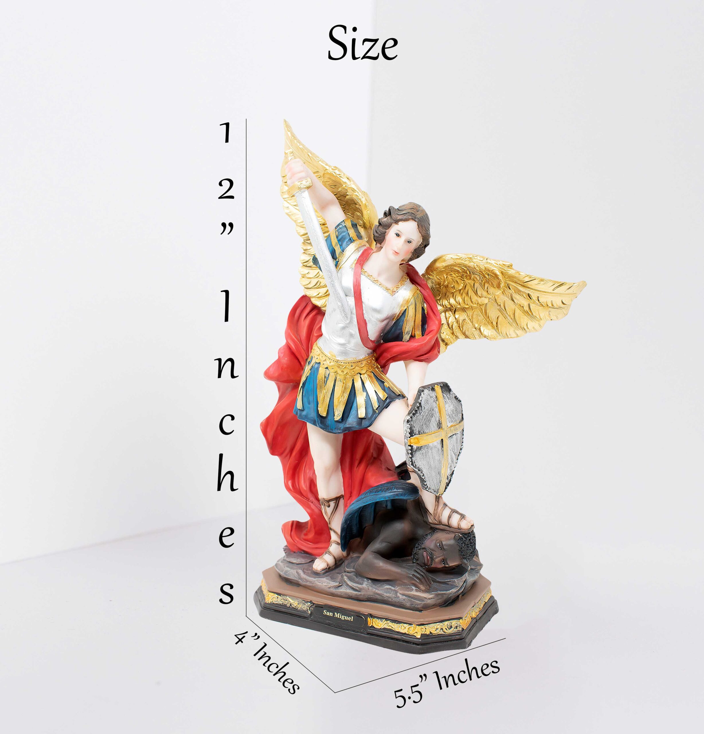 MrcjSales - Saint Michael Archangel Statue | San Miguel | Multiple Sizes | Ideal for Church, Home Decor, Gifts