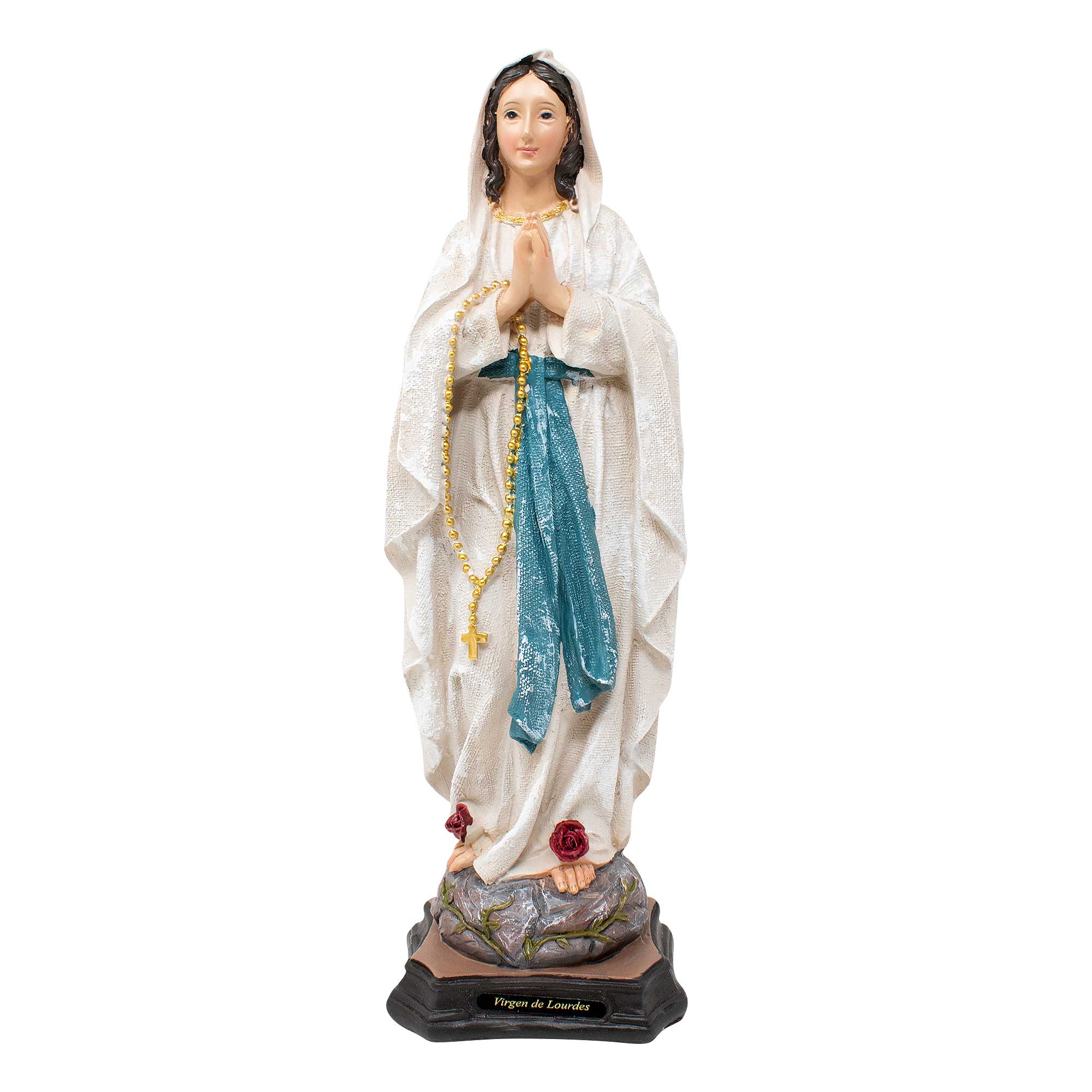 MrcjSales - Our Lady Of Lourdes Resin Statue | Multiple Sizes | Durable Religious Icon for Church, Home Decor, Altars | Spanish Name Engraved