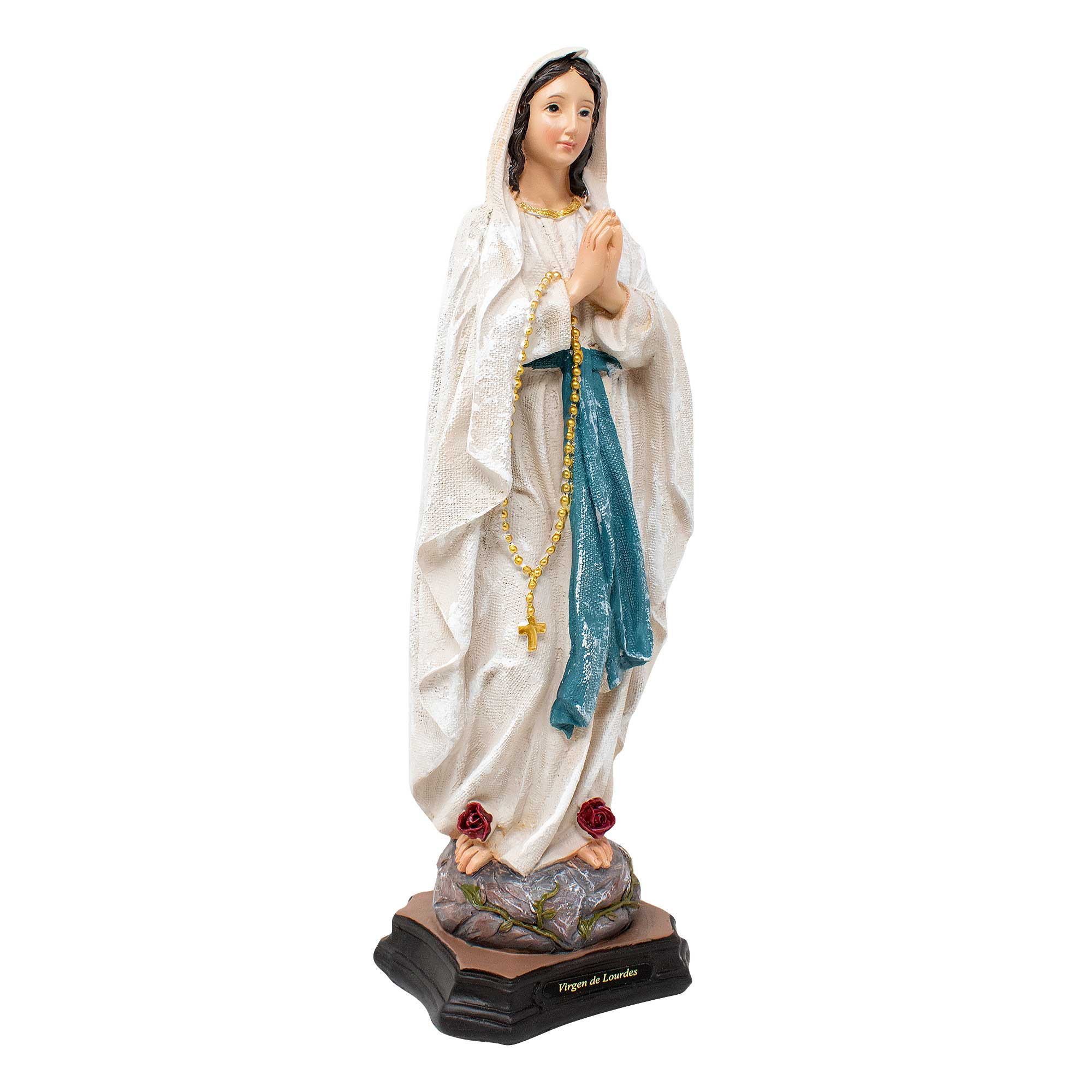 MrcjSales - Our Lady Of Lourdes Resin Statue | Multiple Sizes | Durable Religious Icon for Church, Home Decor, Altars | Spanish Name Engraved