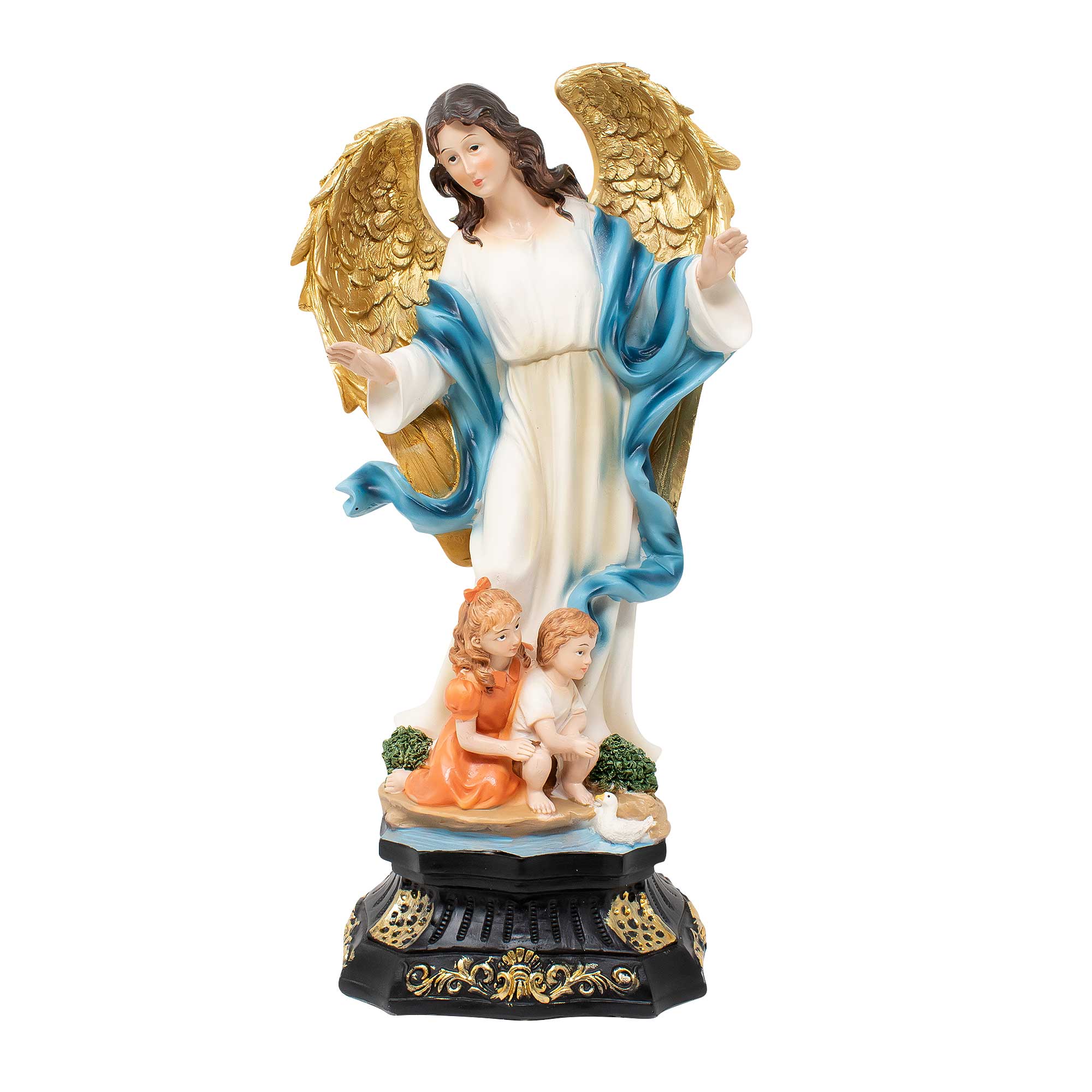 MrcjSales - Guardian Angel Resin Statue | Angel de la Guarda | Multiple Sizes | Church, Home Decor, Gifts | Spanish Name Engraved