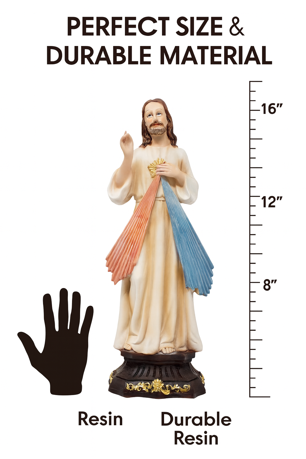 Divine Mercy Resin Statue – Estatua de la Divina Misericordia 8 inches