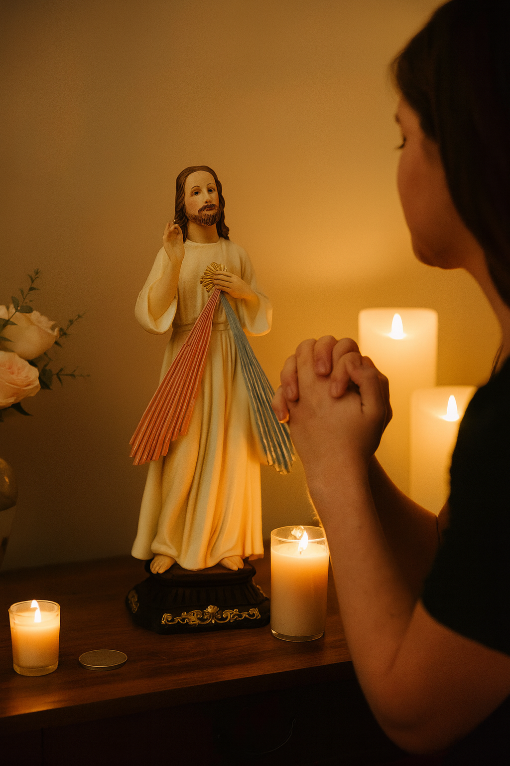 Divine Mercy Resin Statue – Estatua de la Divina Misericordia 8 inches