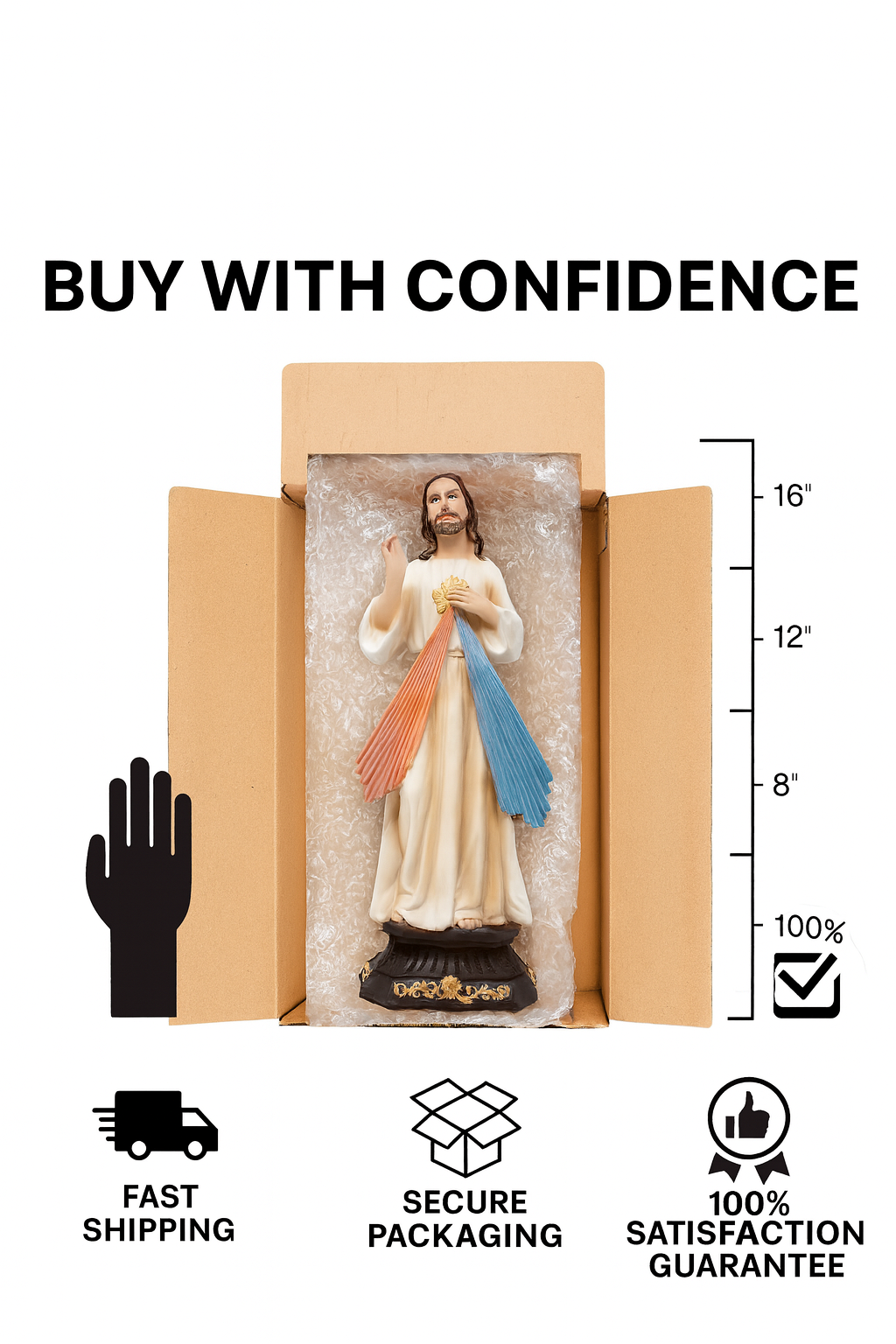 Divine Mercy Resin Statue – Estatua de la Divina Misericordia 8 inches