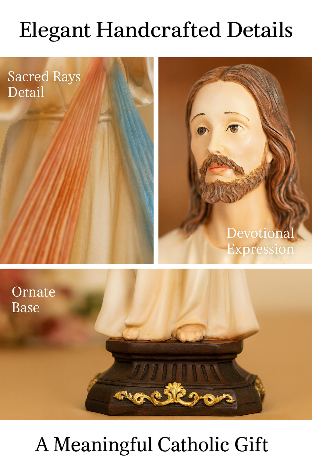 Divine Mercy Resin Statue – Estatua de la Divina Misericordia 8 inches