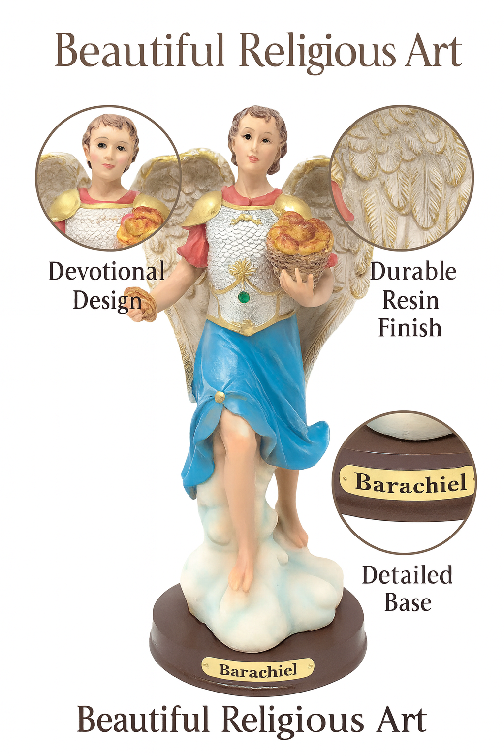 Archangel Barachiel Resin Statue – Arcángel Católico