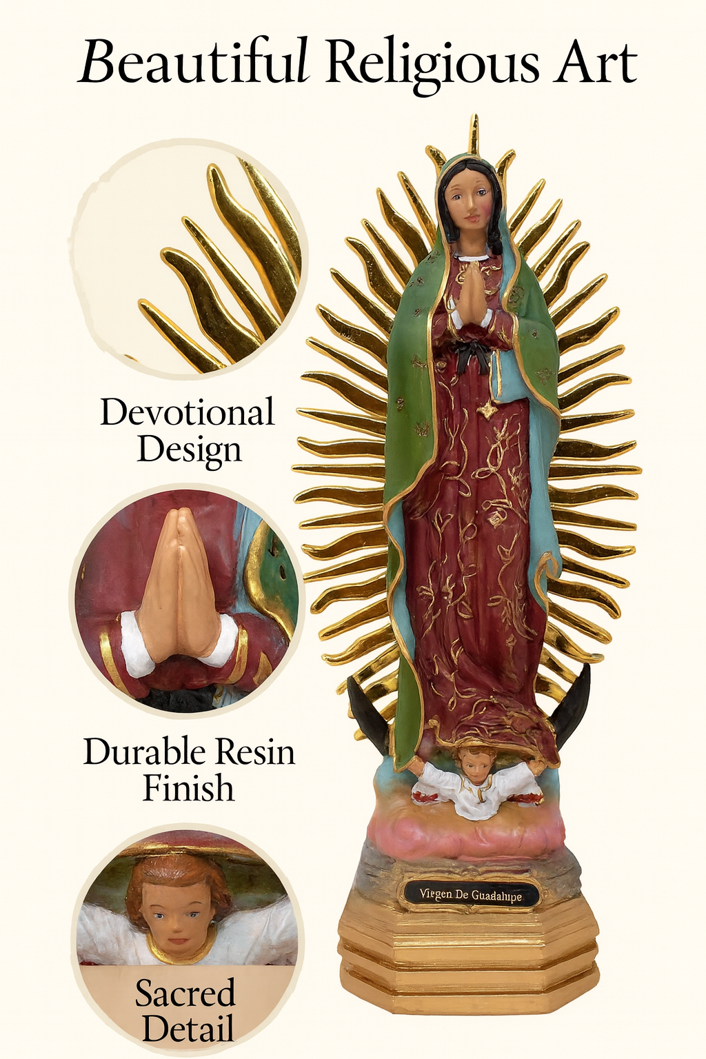 Our Lady of Guadalupe Resin Statue – Virgen de Guadalupe Figurine