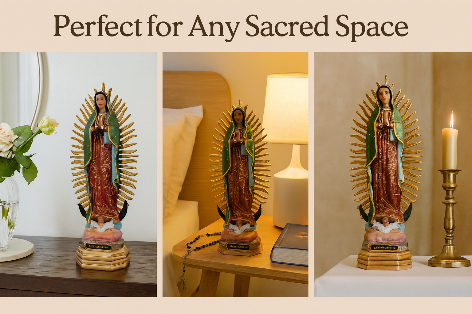 Our Lady of Guadalupe Resin Statue – Virgen de Guadalupe Figurine