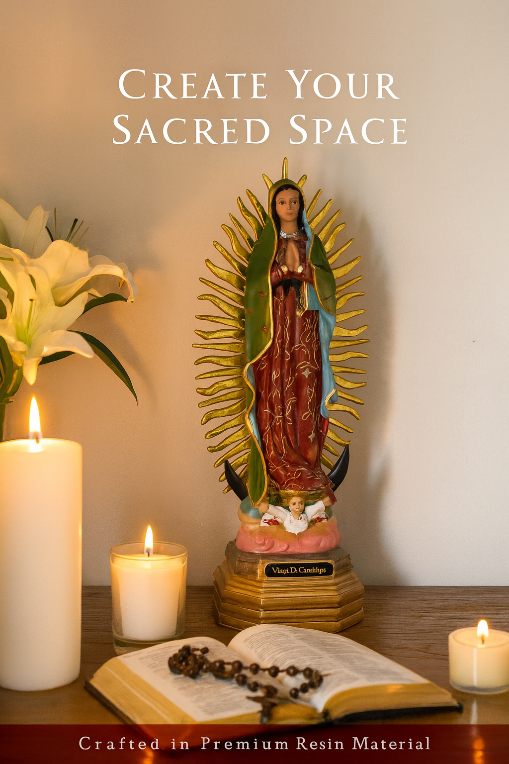 Our Lady of Guadalupe Resin Statue – Virgen de Guadalupe Figurine