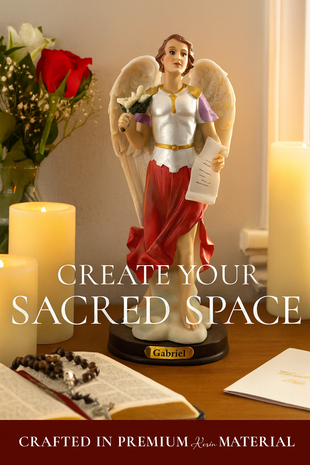 Archangel Gabriel Resin Statue – Estatua del Arcángel San Gabriel