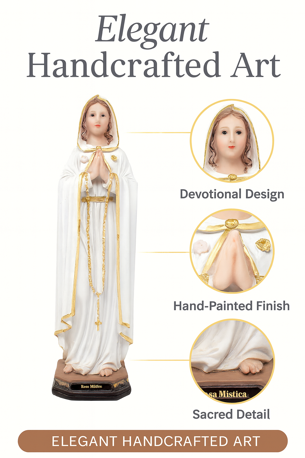 Rosa Mystica Resin Statue - 8" inch