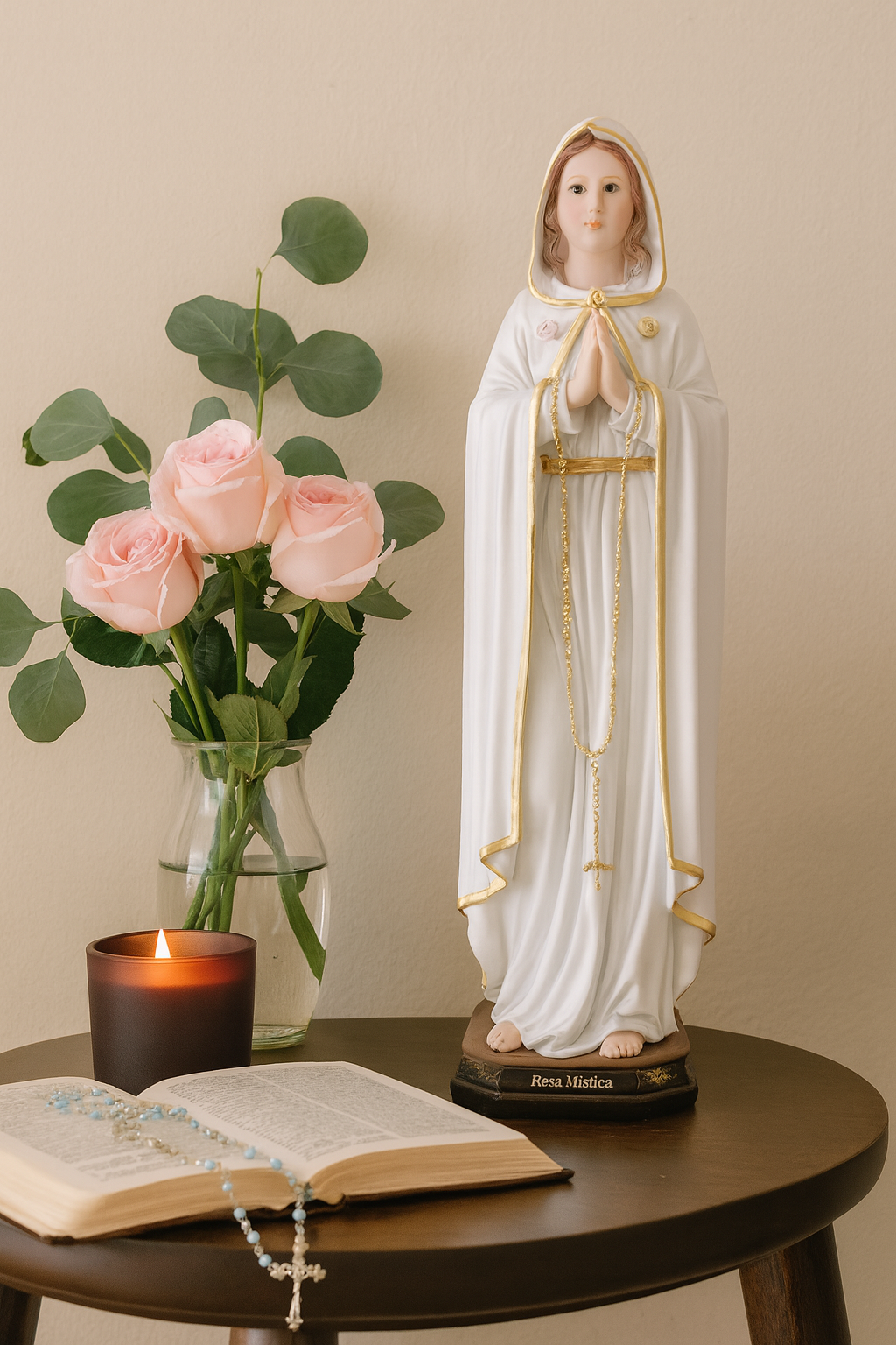 Rosa Mystica Resin Statue - 8" inch