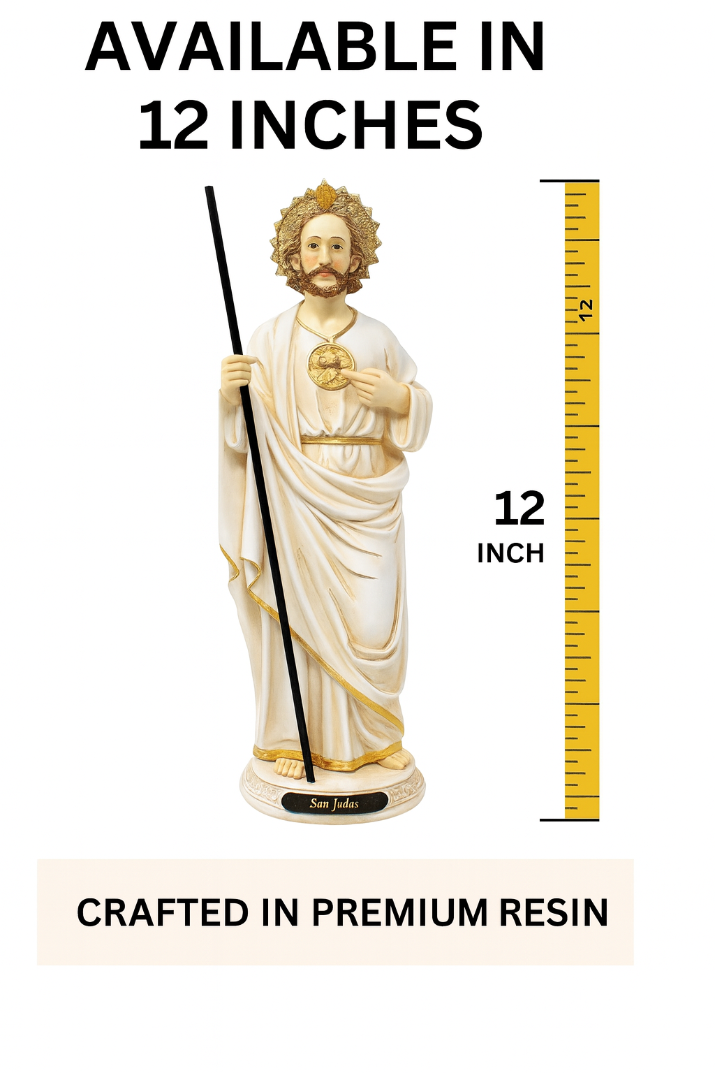 Saint Jude White Resin Statue – San Judas Tadeo Catholic Figurine