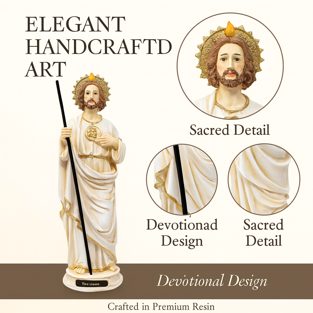 Saint Jude White Resin Statue – San Judas Tadeo Catholic Figurine