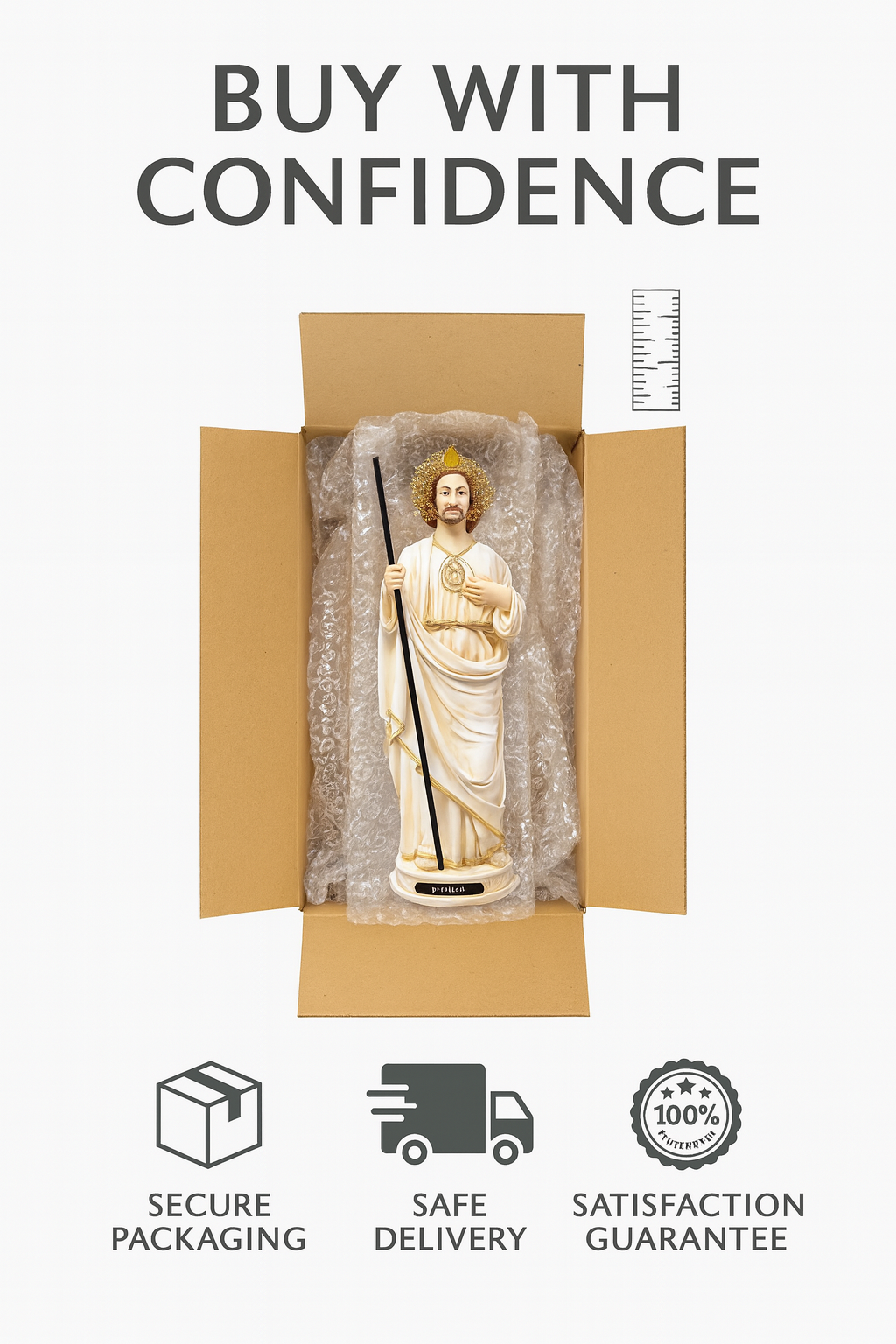 Saint Jude White Resin Statue – San Judas Tadeo Catholic Figurine