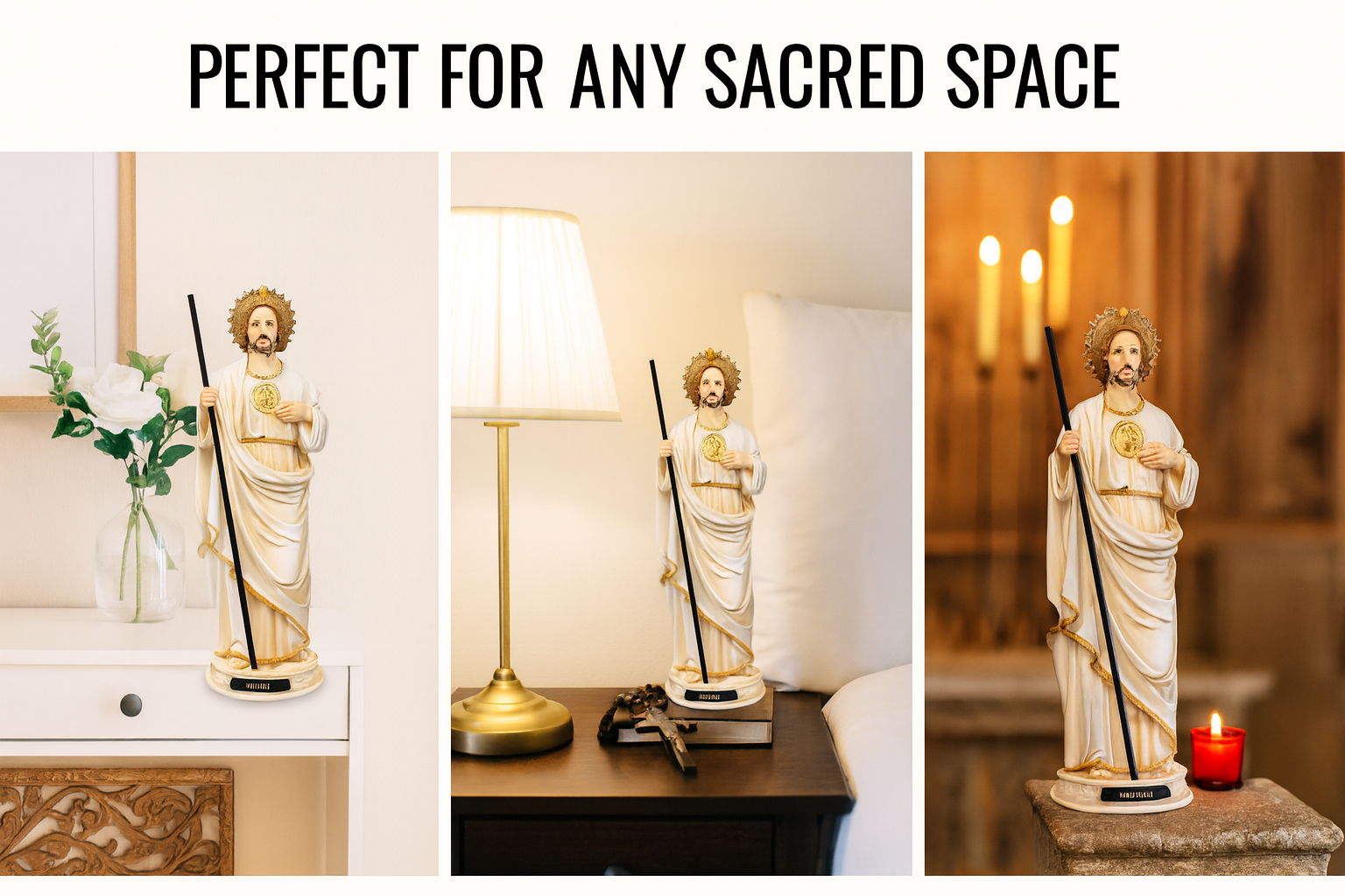 Saint Jude White Resin Statue – San Judas Tadeo Catholic Figurine