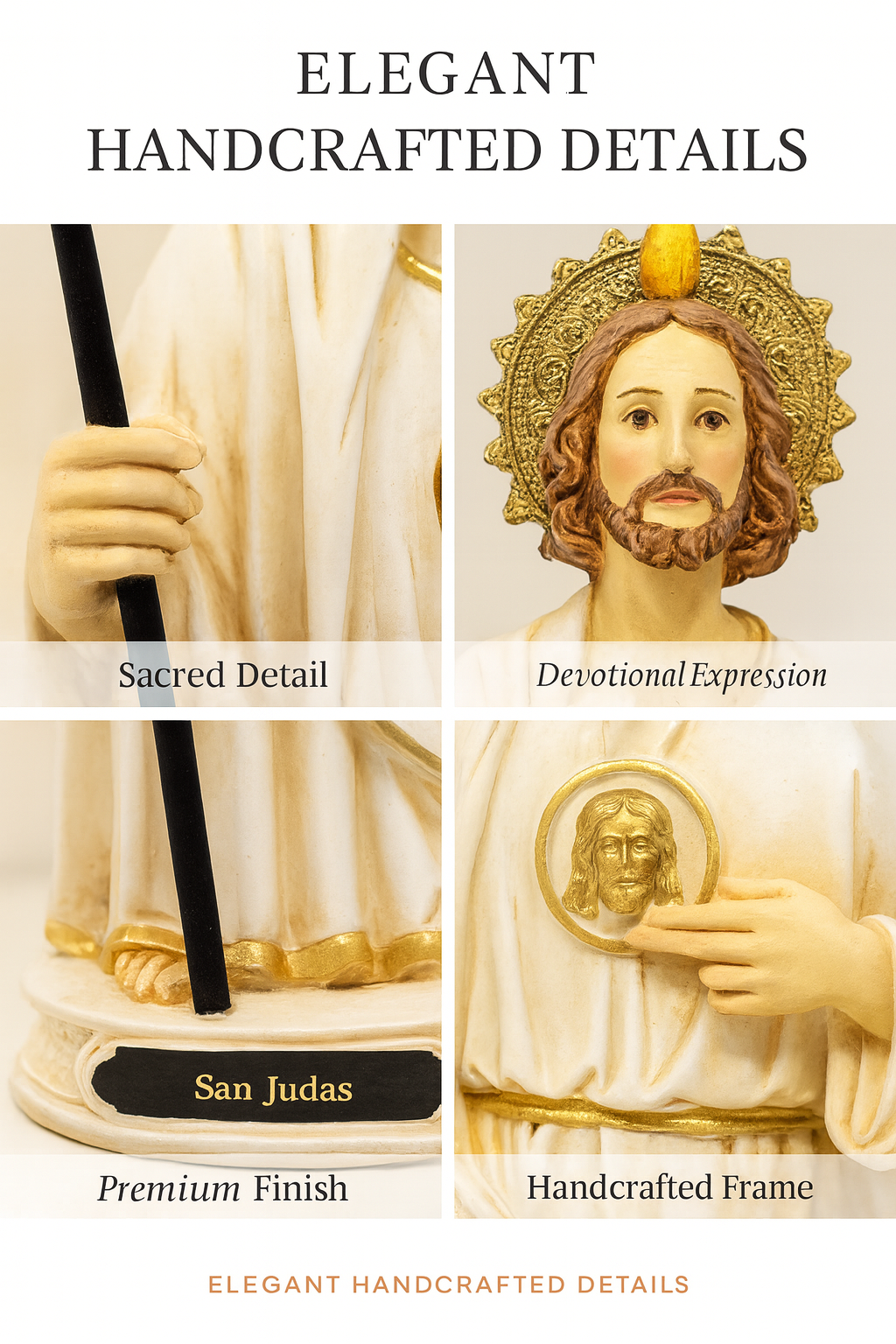 Saint Jude White Resin Statue – San Judas Tadeo Catholic Figurine