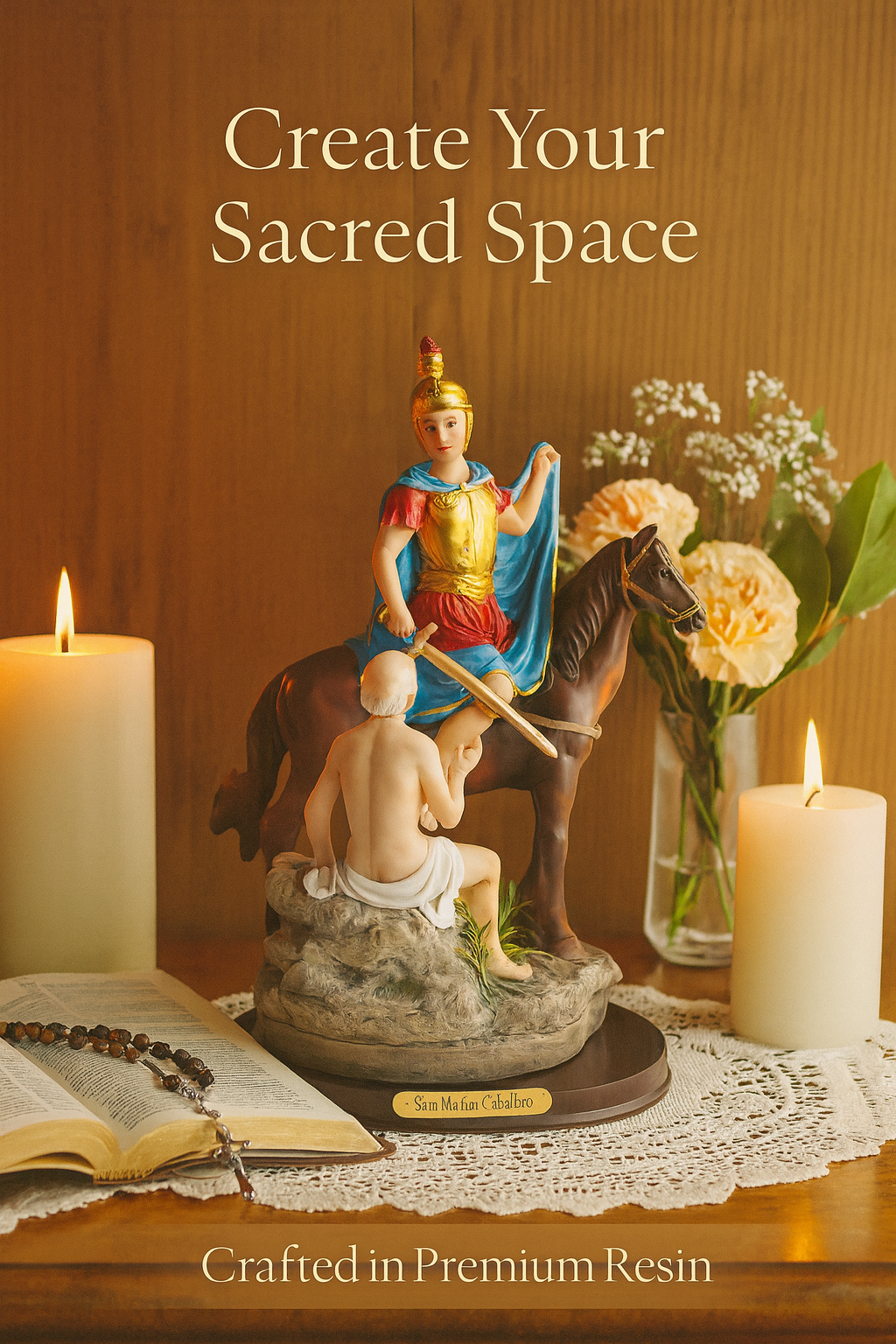 Saint Martin Caballero Statue | Estatua de San Martín Caballero – Resin Catholic Figurine in 8" & 12" Sizes