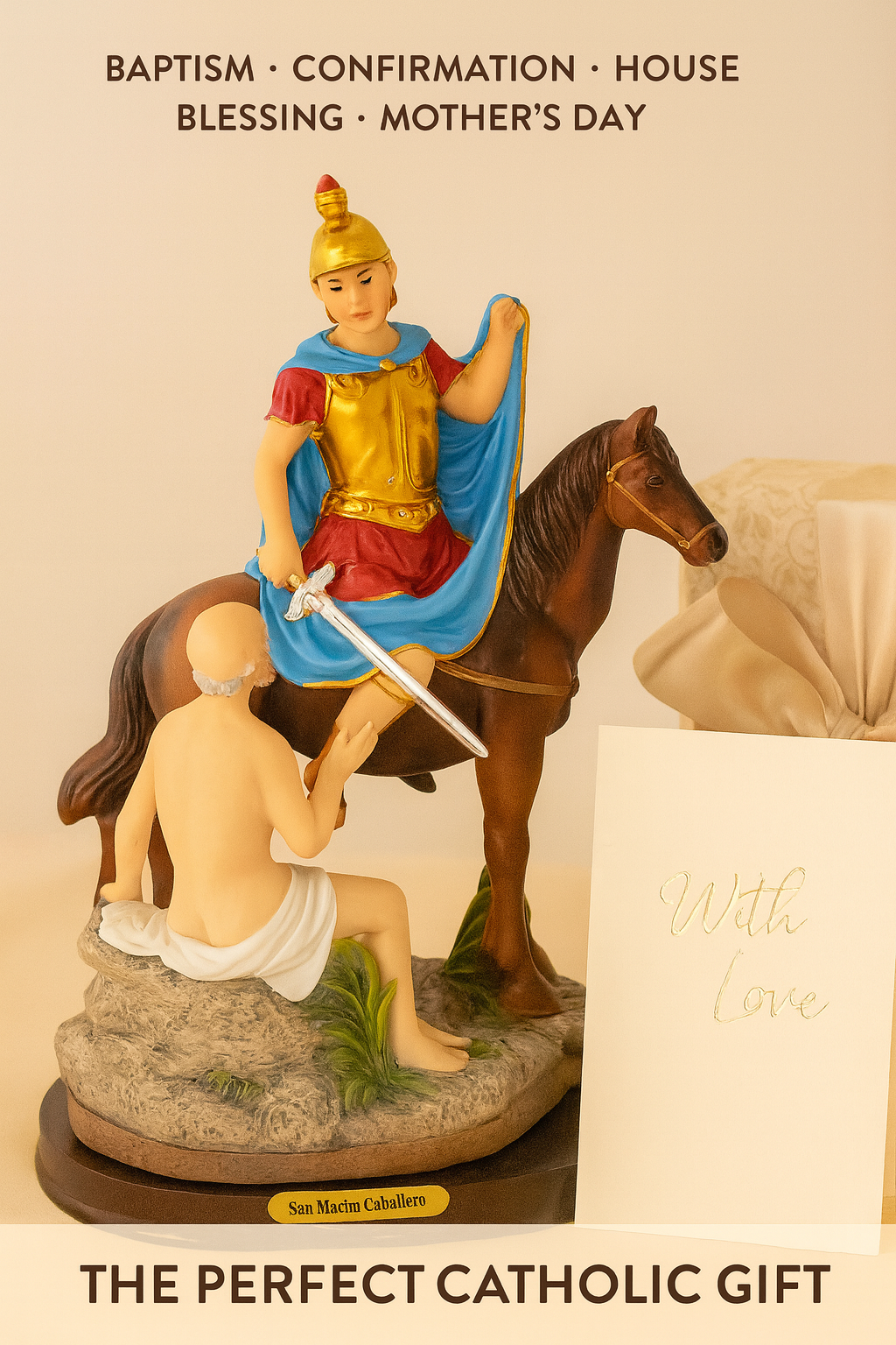 Saint Martin Caballero Statue | Estatua de San Martín Caballero – Resin Catholic Figurine in 8" & 12" Sizes