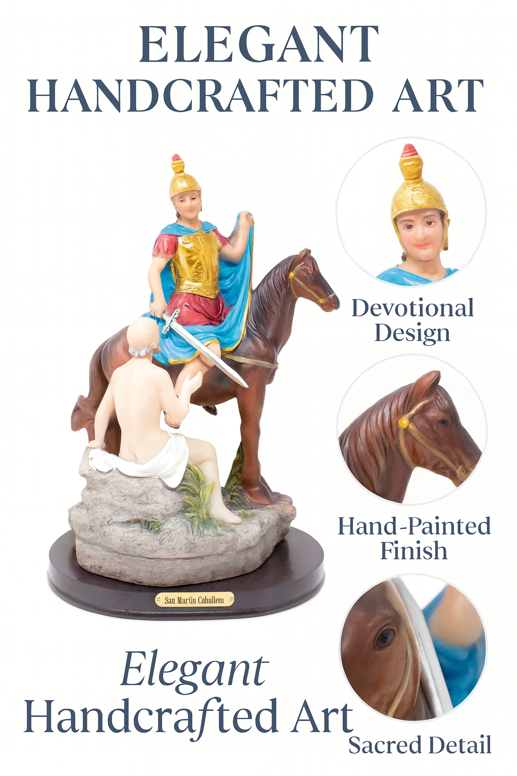 Saint Martin Caballero Statue | Estatua de San Martín Caballero – Resin Catholic Figurine in 8" & 12" Sizes