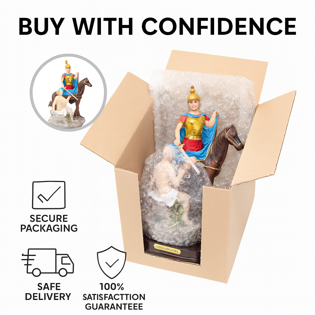 Saint Martin Caballero Statue | Estatua de San Martín Caballero – Resin Catholic Figurine in 8" & 12" Sizes