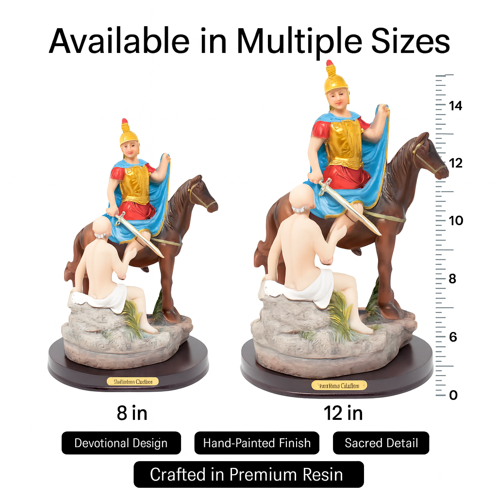 Saint Martin Caballero Statue | Estatua de San Martín Caballero – Resin Catholic Figurine in 8" & 12" Sizes
