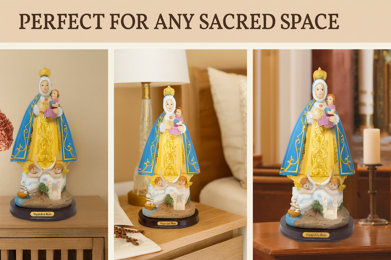 Virgin of the Rule Statue / Estatua de la Virgen de la Regla – 12" Resin Catholic Figurine – Marian Devotion – Religious Decor for Home, Church & Gifts