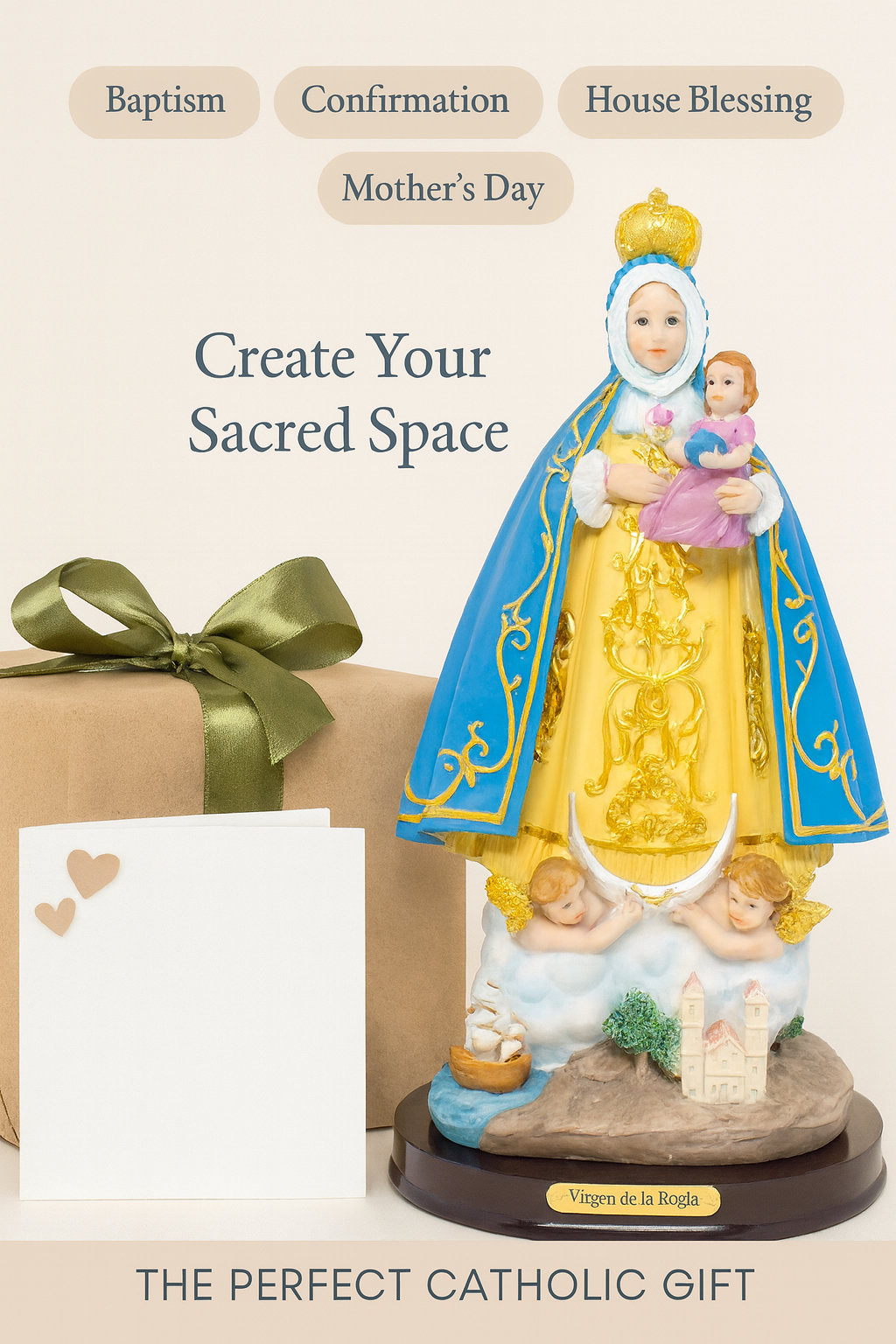 Virgin of the Rule Statue / Estatua de la Virgen de la Regla – 12" Resin Catholic Figurine – Marian Devotion – Religious Decor for Home, Church & Gifts