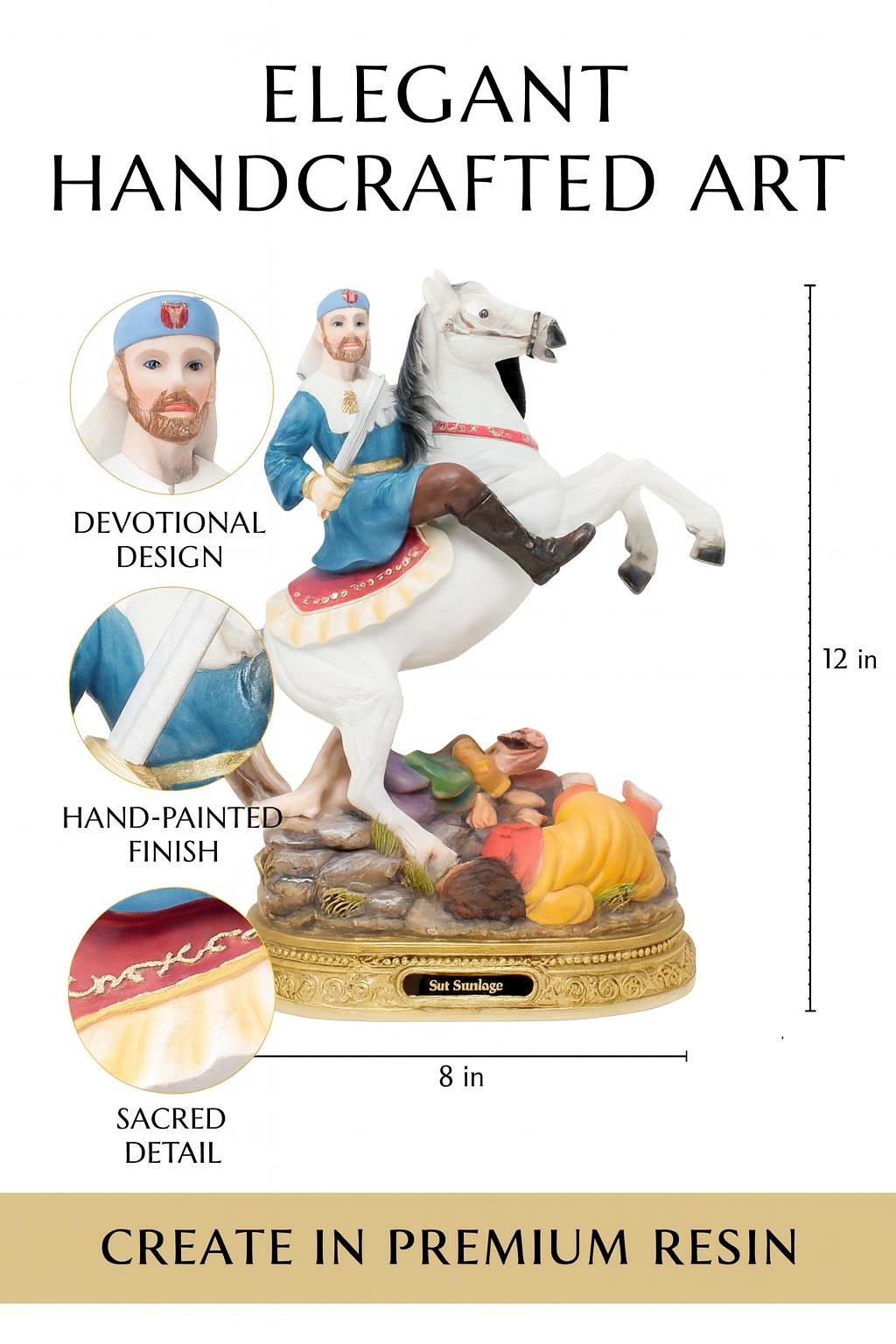 Saint James Statue / Estatua de San Santiago – Resin Catholic Figurine in 8" & 12" Sizes – Apostle & Patron