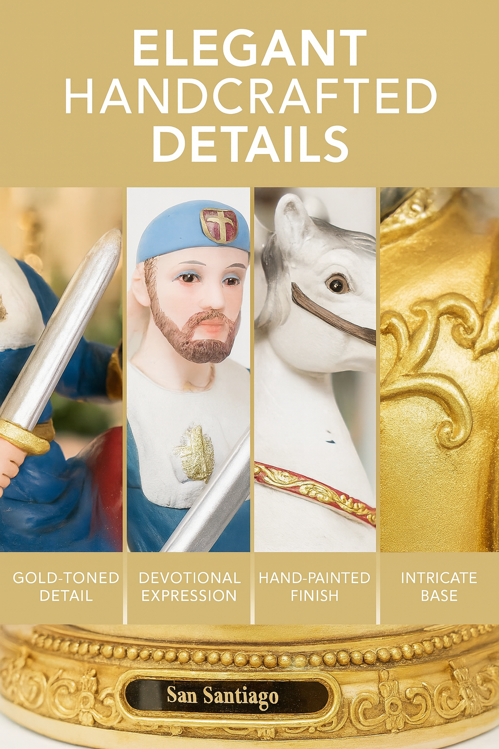 Saint James Statue / Estatua de San Santiago – Resin Catholic Figurine in 8" & 12" Sizes – Apostle & Patron