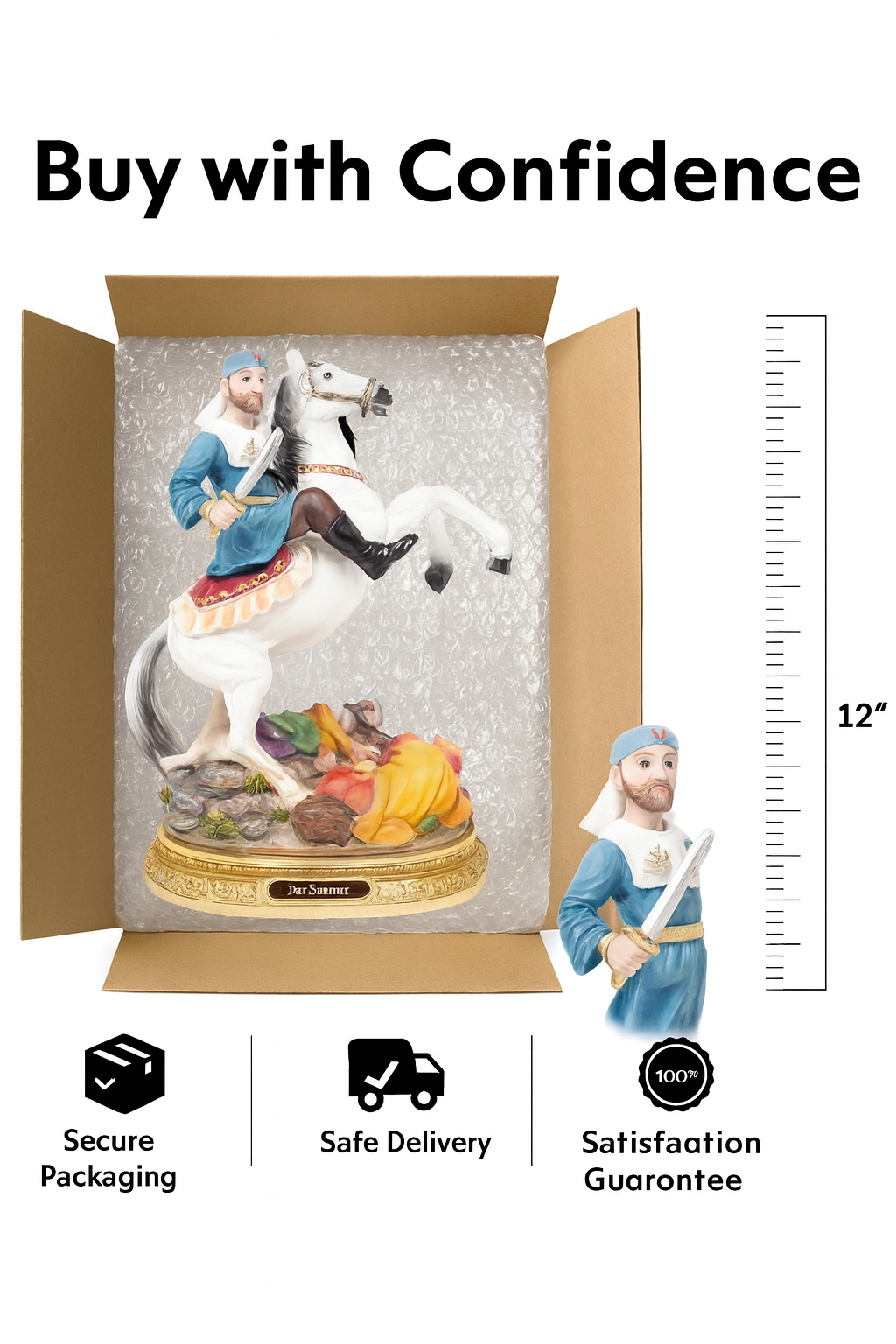 Saint James Statue / Estatua de San Santiago – Resin Catholic Figurine in 8" & 12" Sizes – Apostle & Patron