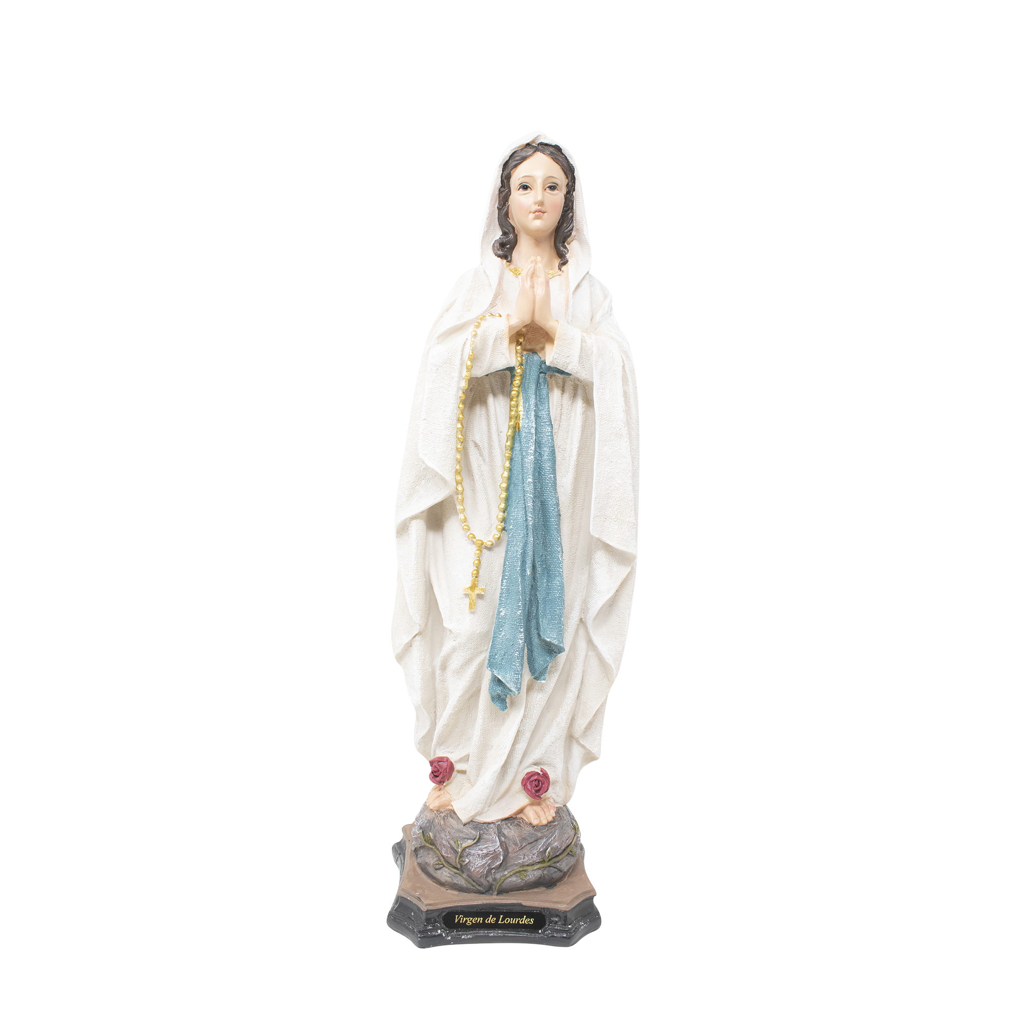 MrcjSales - Our Lady Of Lourdes Resin Statue | Multiple Sizes | Durable Religious Icon for Church, Home Decor, Altars | Spanish Name Engraved