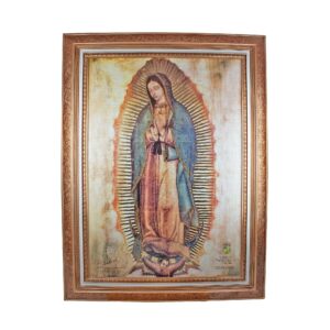 MRCJSales - Our Lady of Guadalupe Mexican Frame - Handcrafted Wood & Oil Paint Religious Decor - Perfect for Home, Church, or Gift