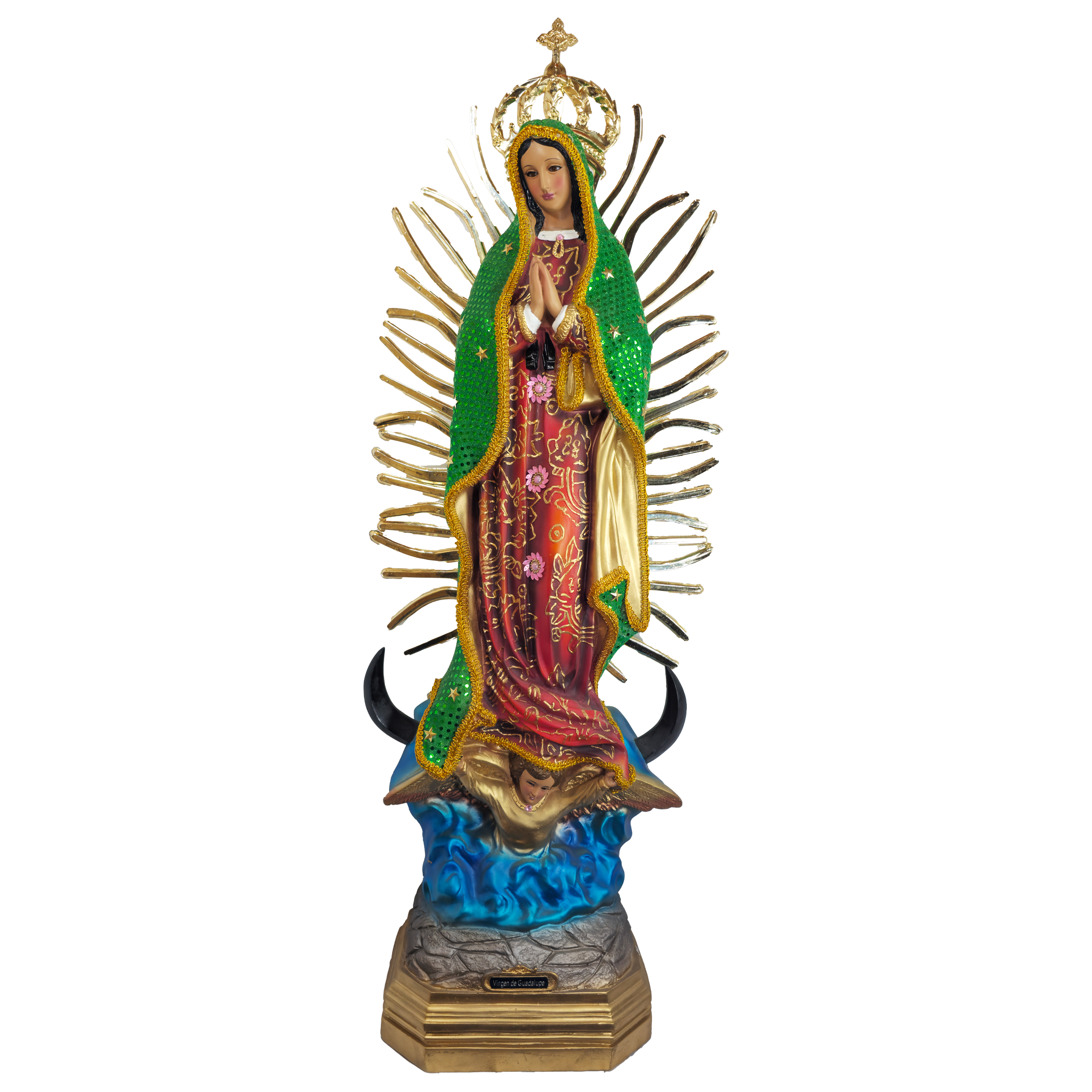 MrcjSales - Our Lady of Guadalupe Green Dress Statue - Multiple Sizes | Realistic Resin Material | Perfect for Home Decor | Iconic Symbol of Faith