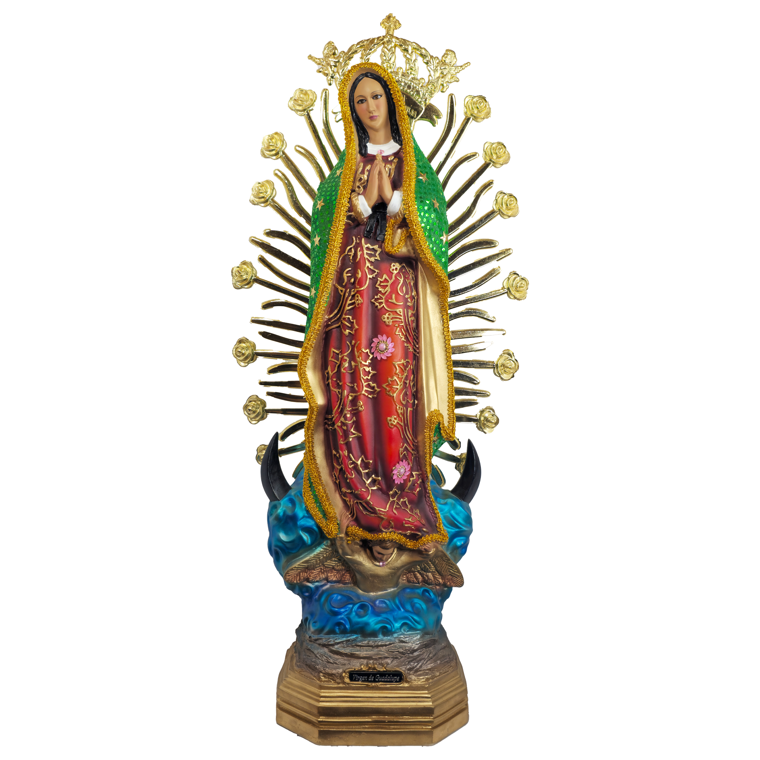 MrcjSales - Our Lady of Guadalupe Green Dress Statue - Multiple Sizes | Realistic Resin Material | Perfect for Home Decor | Iconic Symbol of Faith