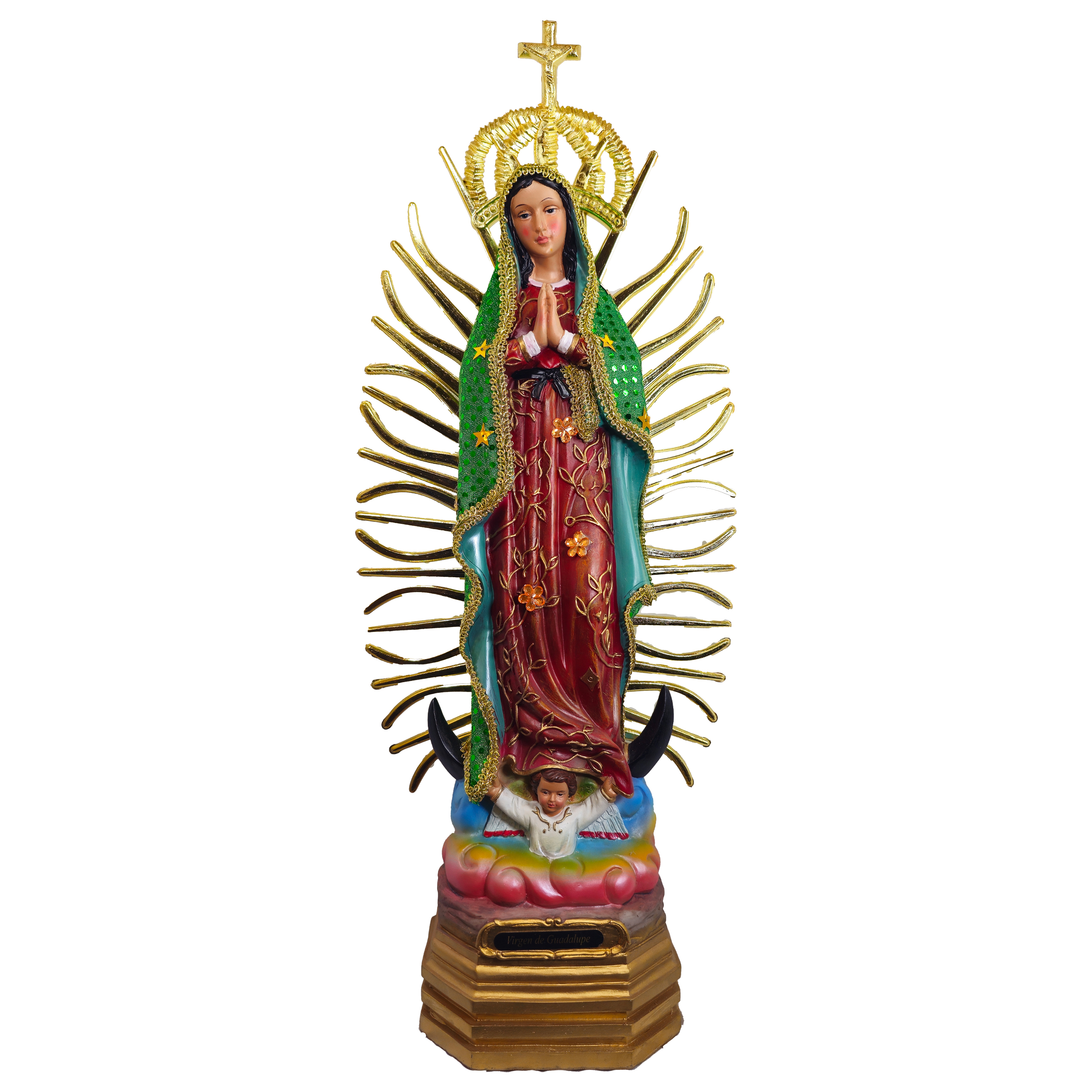 MrcjSales - Our Lady of Guadalupe Green Dress Statue - Multiple Sizes | Realistic Resin Material | Perfect for Home Decor | Iconic Symbol of Faith