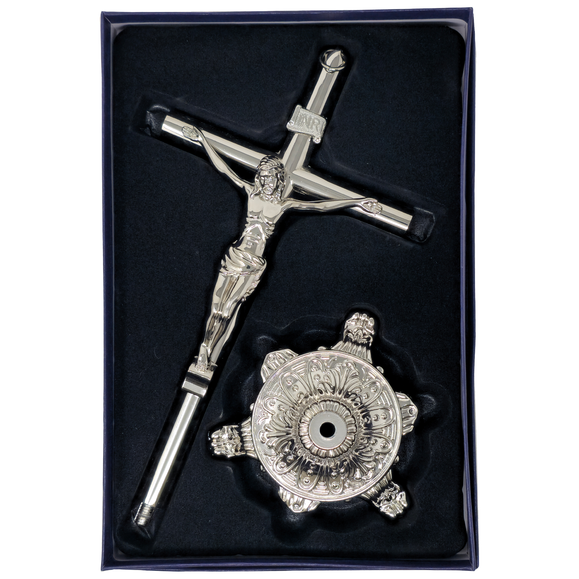 MrcjSales - Crucifix Silver | Removable Base | High-Quality Metal Cross for Catholic Church, Home Decor, Gifts | Multiple Sizes | Inspire Faith