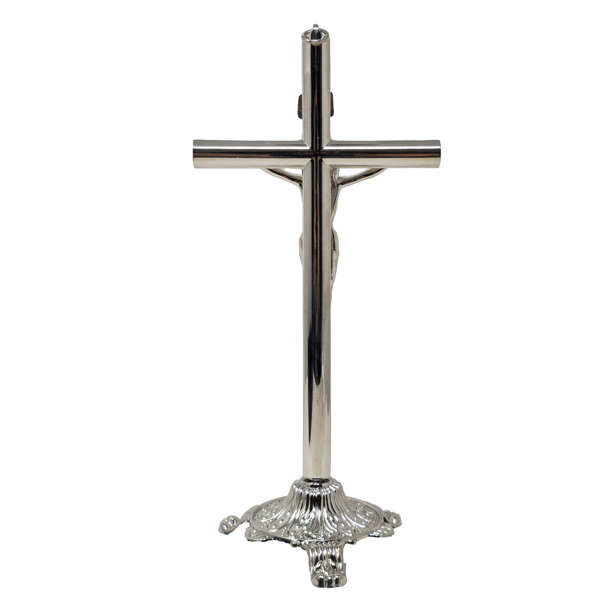 MrcjSales - Crucifix Silver | Removable Base | High-Quality Metal Cross for Catholic Church, Home Decor, Gifts | Multiple Sizes | Inspire Faith