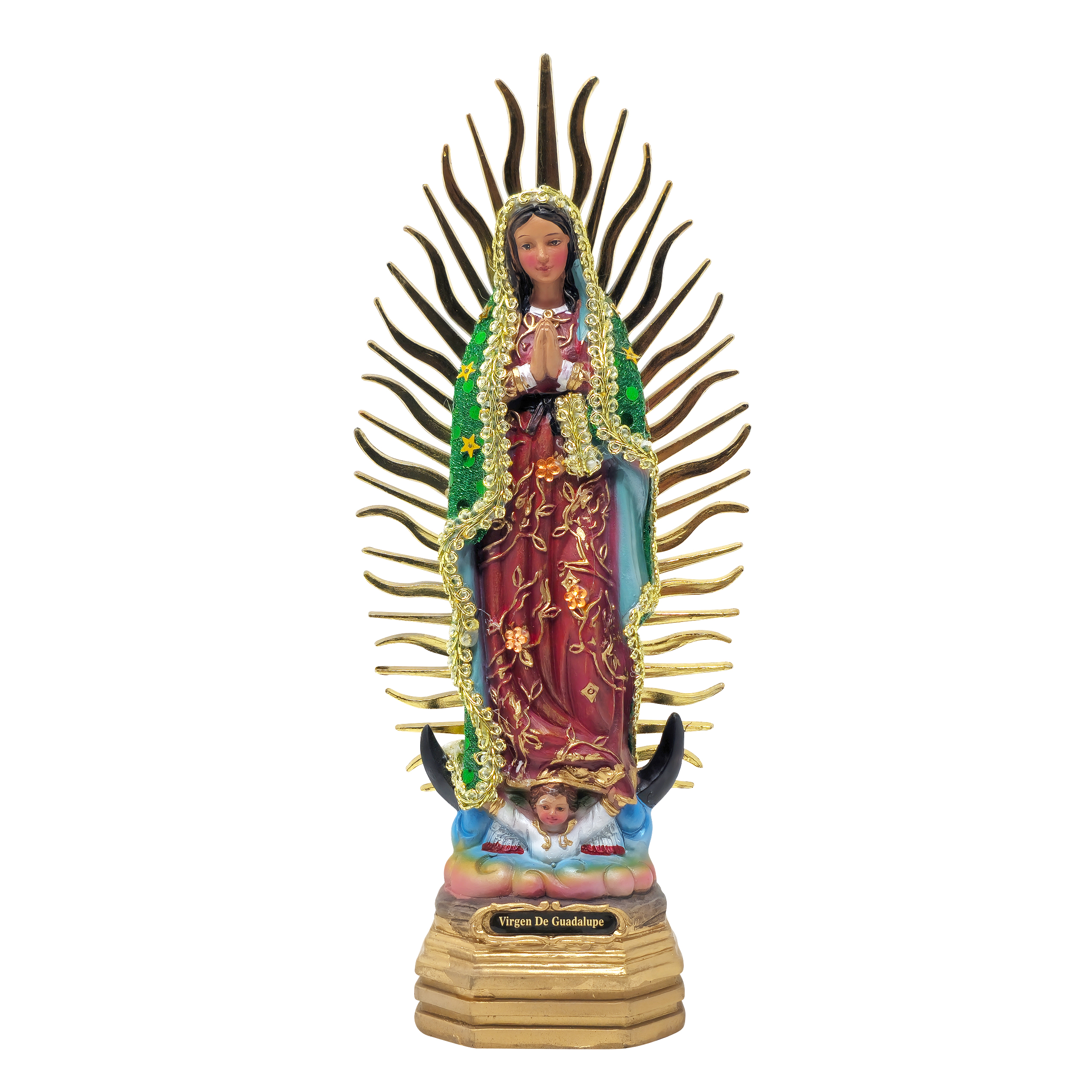 MrcjSales - Our Lady of Guadalupe Green Dress Statue - Multiple Sizes | Realistic Resin Material | Perfect for Home Decor | Iconic Symbol of Faith