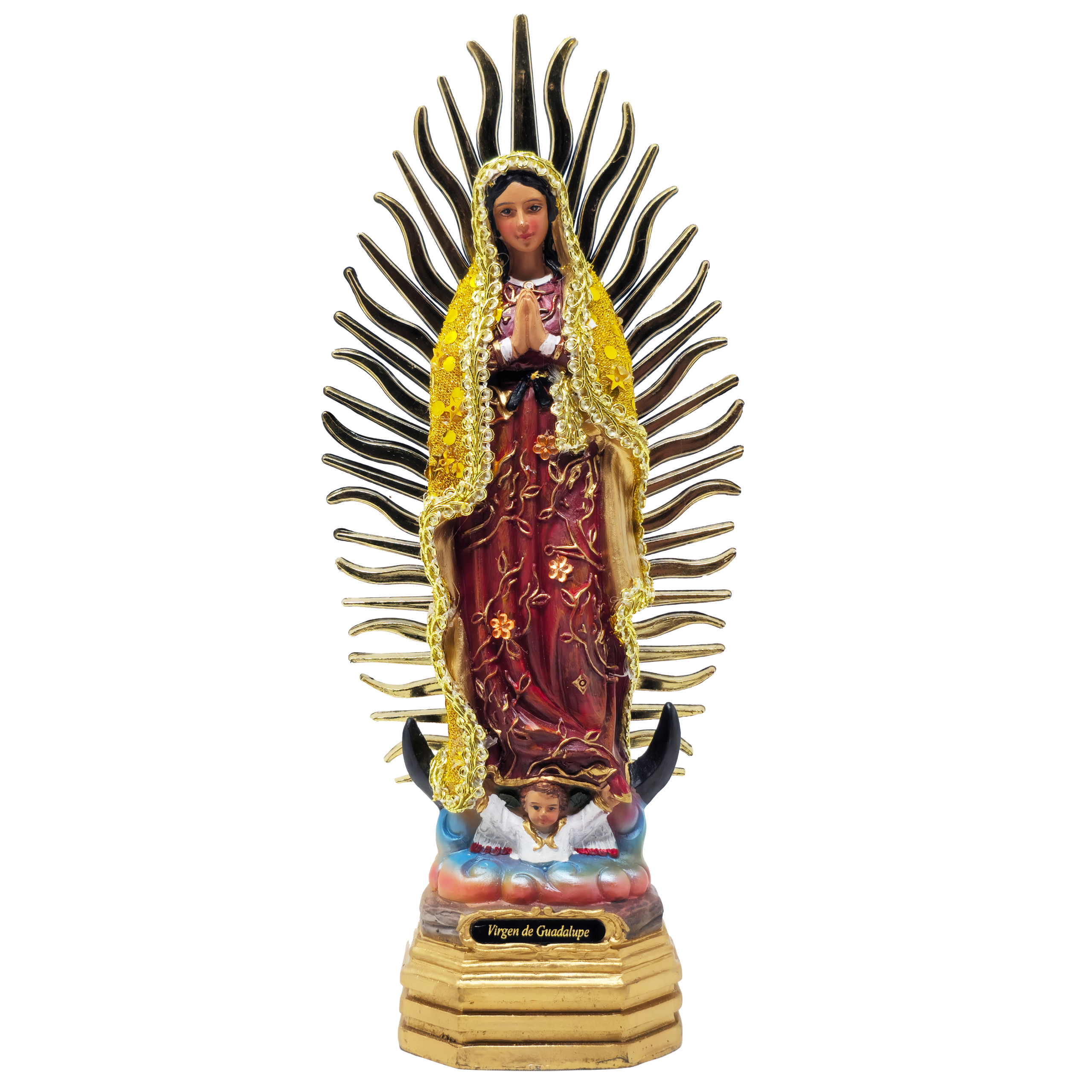 MrcjSales - Our Lady of Guadalupe Yellow Dress Statue | Resin Material | Multiple Sizes | Detailed Quality | Perfect for Home Decor, Gifts, and Celebrations