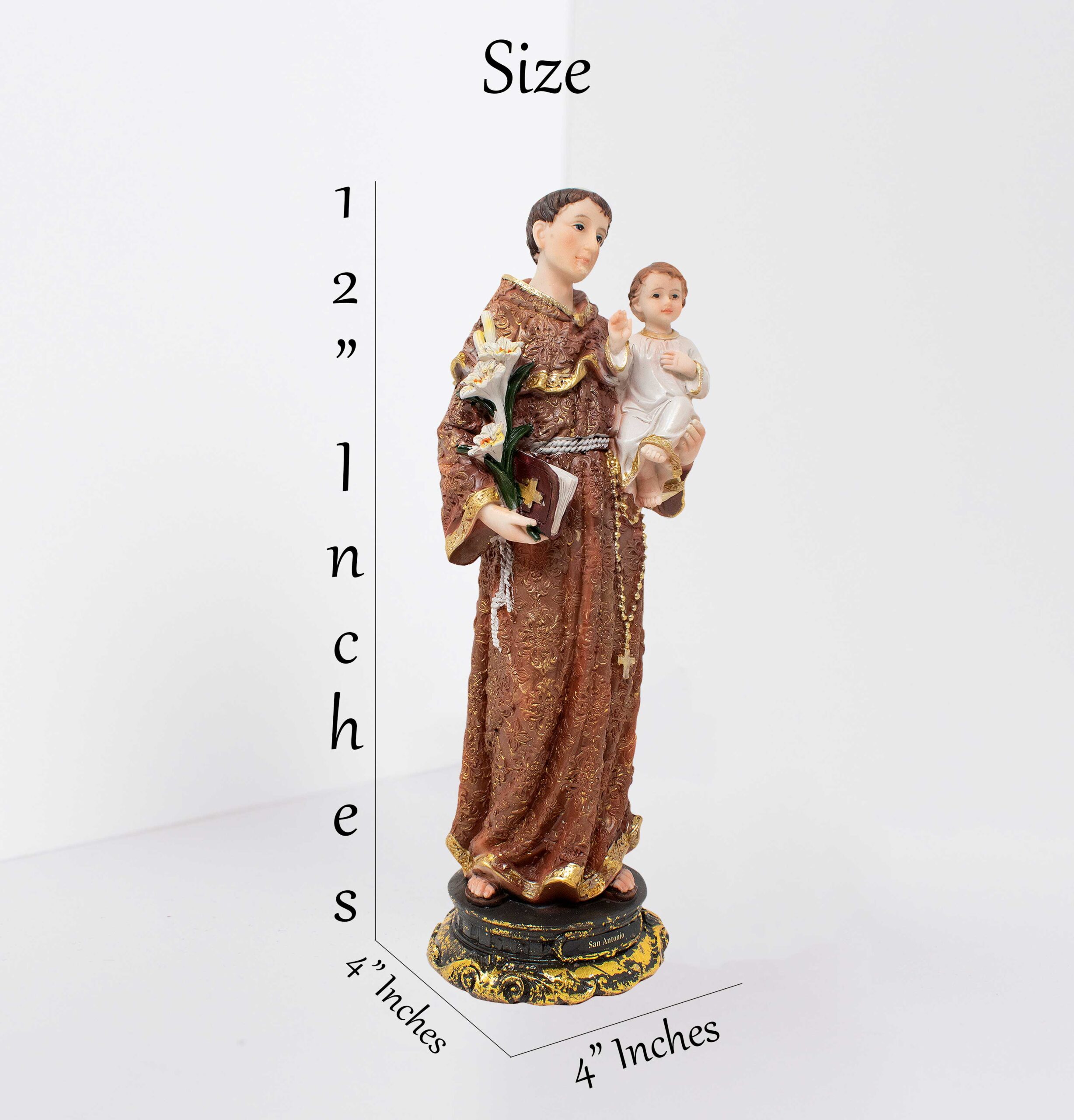 MrcjSales - Saint Anthony of Padua Resin Statue | San Antonio | Multiple Sizes | Church Decor, Home Gifts, Prayers